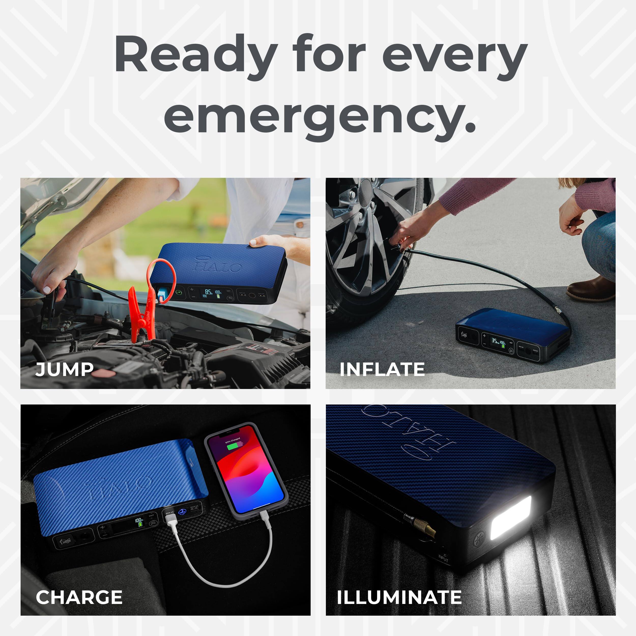 Ready for every emergency.

JUMP  
INFLATE  
CHARGE  
ILLUMINATE