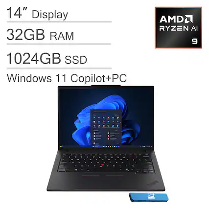 14" Display
32GB RAM
1024GB SSD
Windows 11 Copilot+PC
AMD Ryzen AI 9