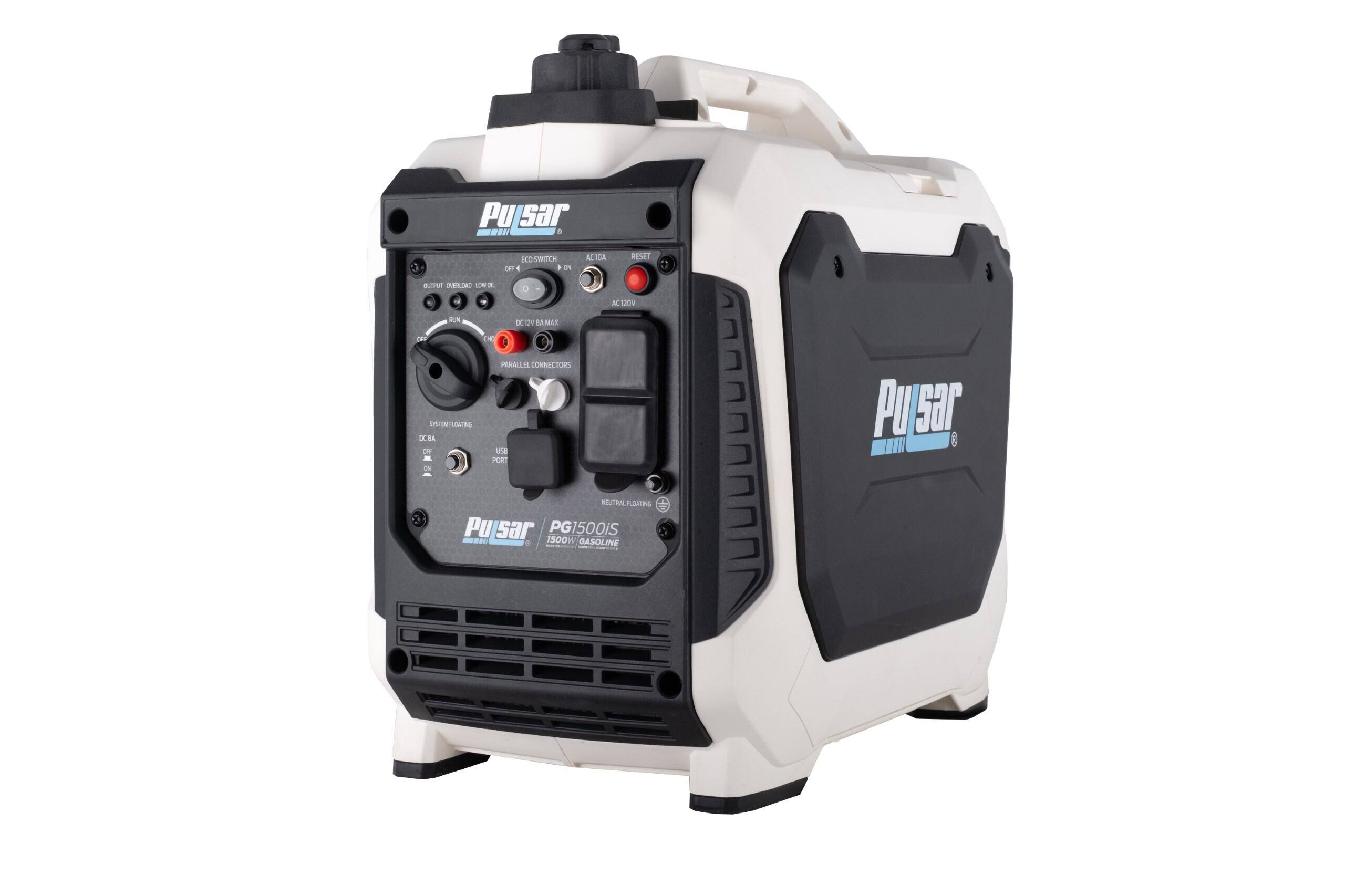 Pu sar  
PG1500IS  
1500W GASOLINE  

ECO SWITCH  
AC 10A  
AC 100V  
DC 12V  
DC 10A MAX  

PARALLEL CONNECTORS  

OUTPUT DC  
DC 12V  

SYSTEM DCBA  

NEUTRAL FLOATING  

PG1500IS