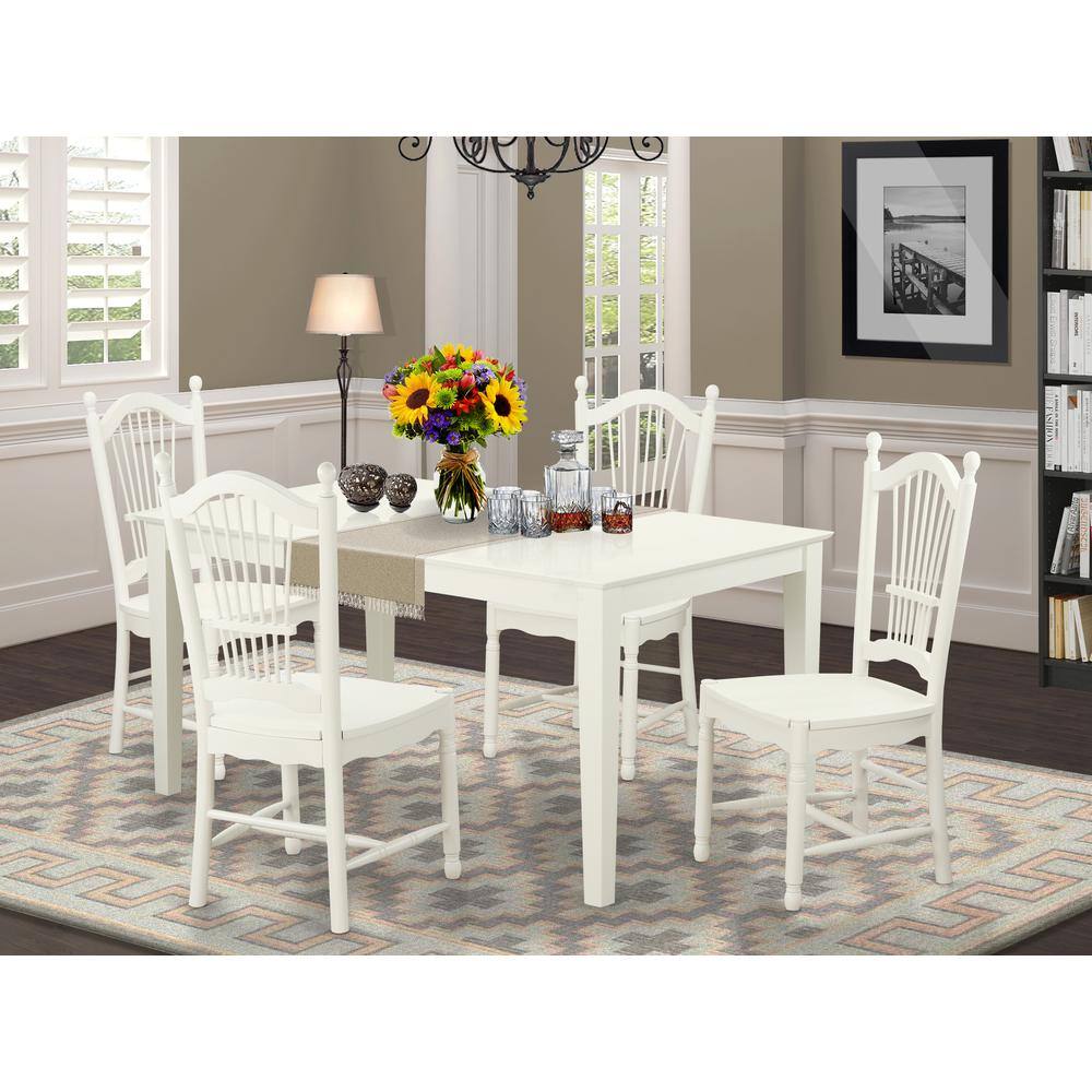 Left. East West Furniture - Dining Room Set Linen White - Brown.