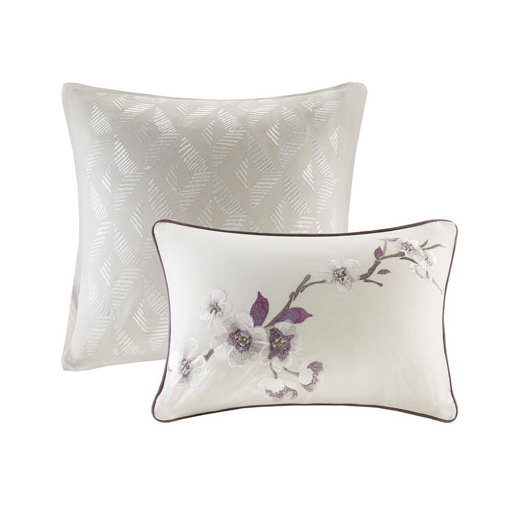 Alt View 3. Gracie Mills - Gracie Mills Isaac 200 TC 8-Piece Floral Cotton Sateen Comforter Set - Purple/Taupe.