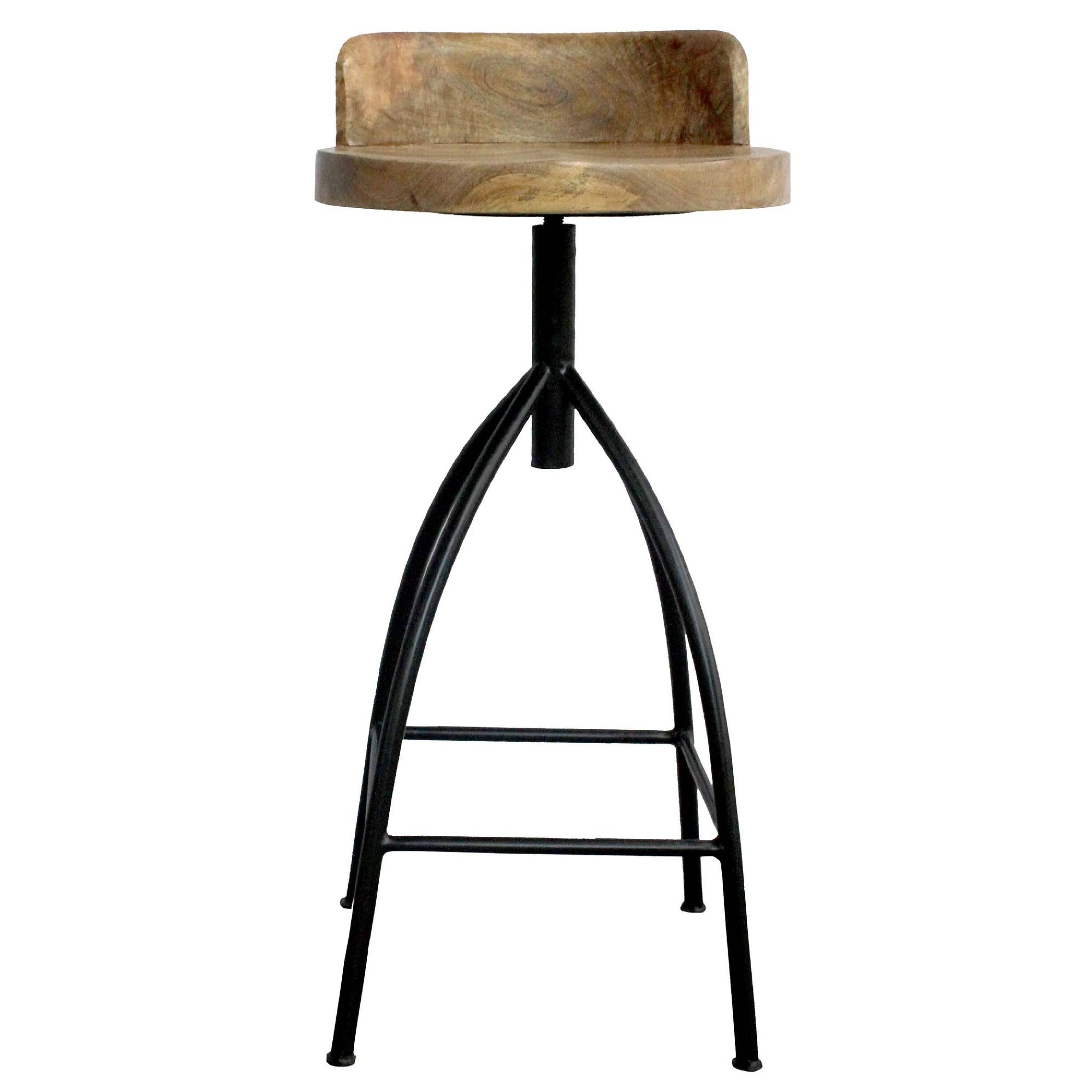 Left. Manhattan Lane - Pia 32-35 Extra Tall Adjustable Barstool, Natural Brown Mango Wood Seat, Iron Frame - Brown and Black.