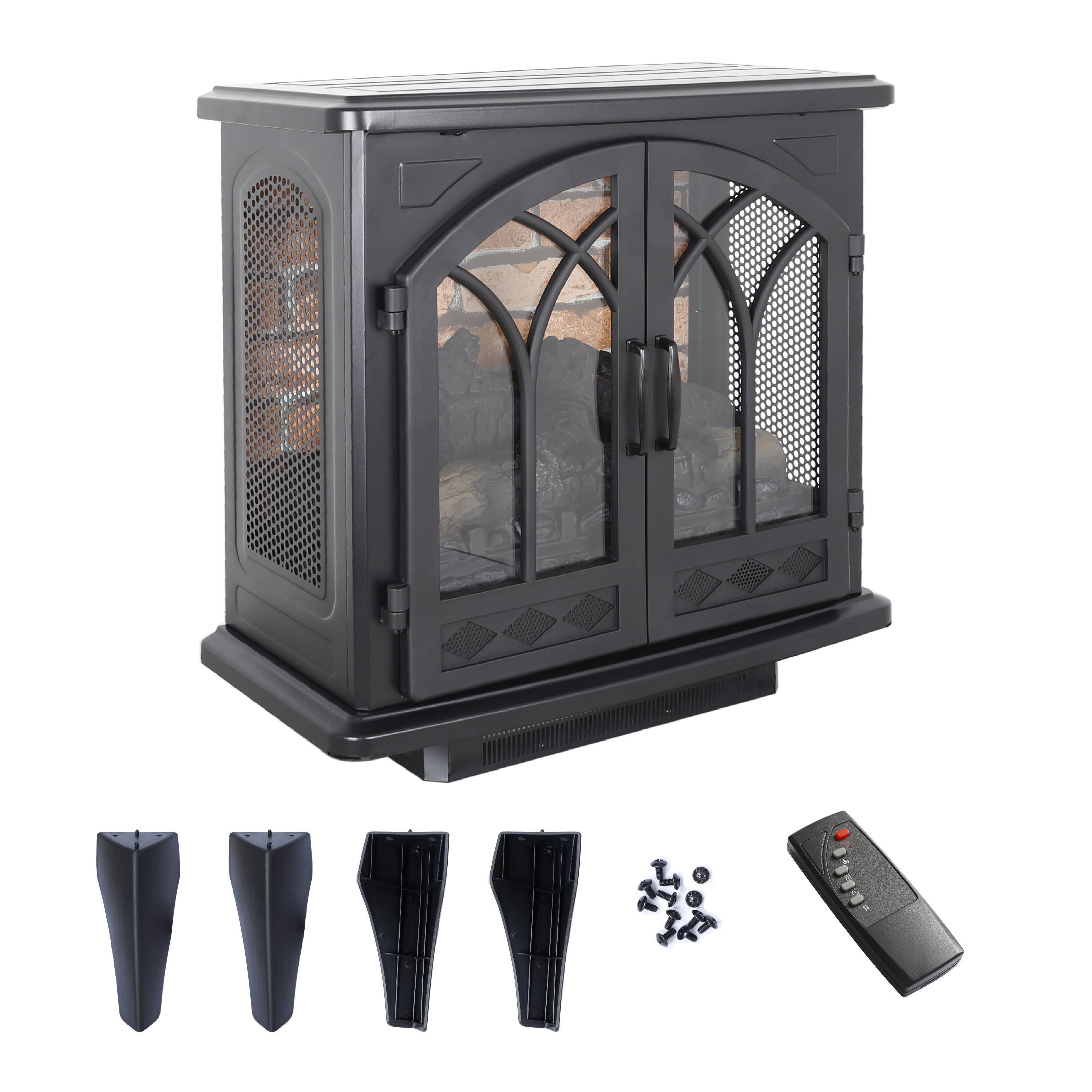 Alt View 7. GOODSILO - 24"" Electric Infrared Quartz Fireplace Stove with Remote - Freestanding Design - Antique Black.