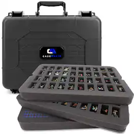 CASEMATIX - Miniature Carrying Case - 80 Slot Figurine Miniature Storage Case For Warhammer 40K DND and More - Black