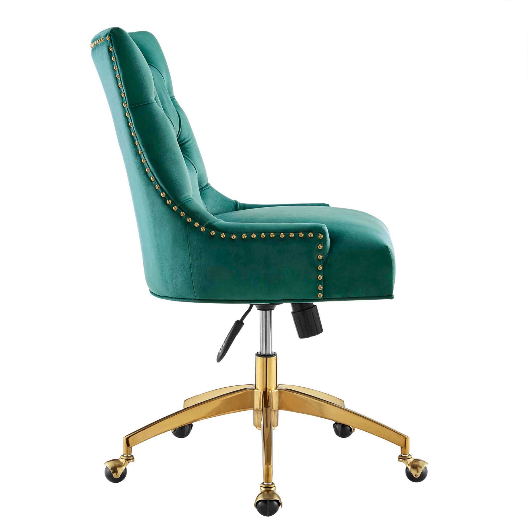 Alt View 1. Modway - Regent Tufted Performance Velvet Office Chair by Modway - Gold Teal.