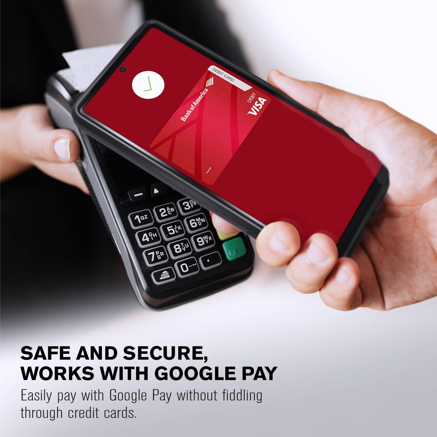 DEBIT CARD Bank of America VISA - 2 3P 1az 60N 5Lk 49 9W 8V 7B 0-- SAFE AND SECURE, WORKS WITH GOOGLE PAY Easily pay with Google Pay without fiddling through credit cards.