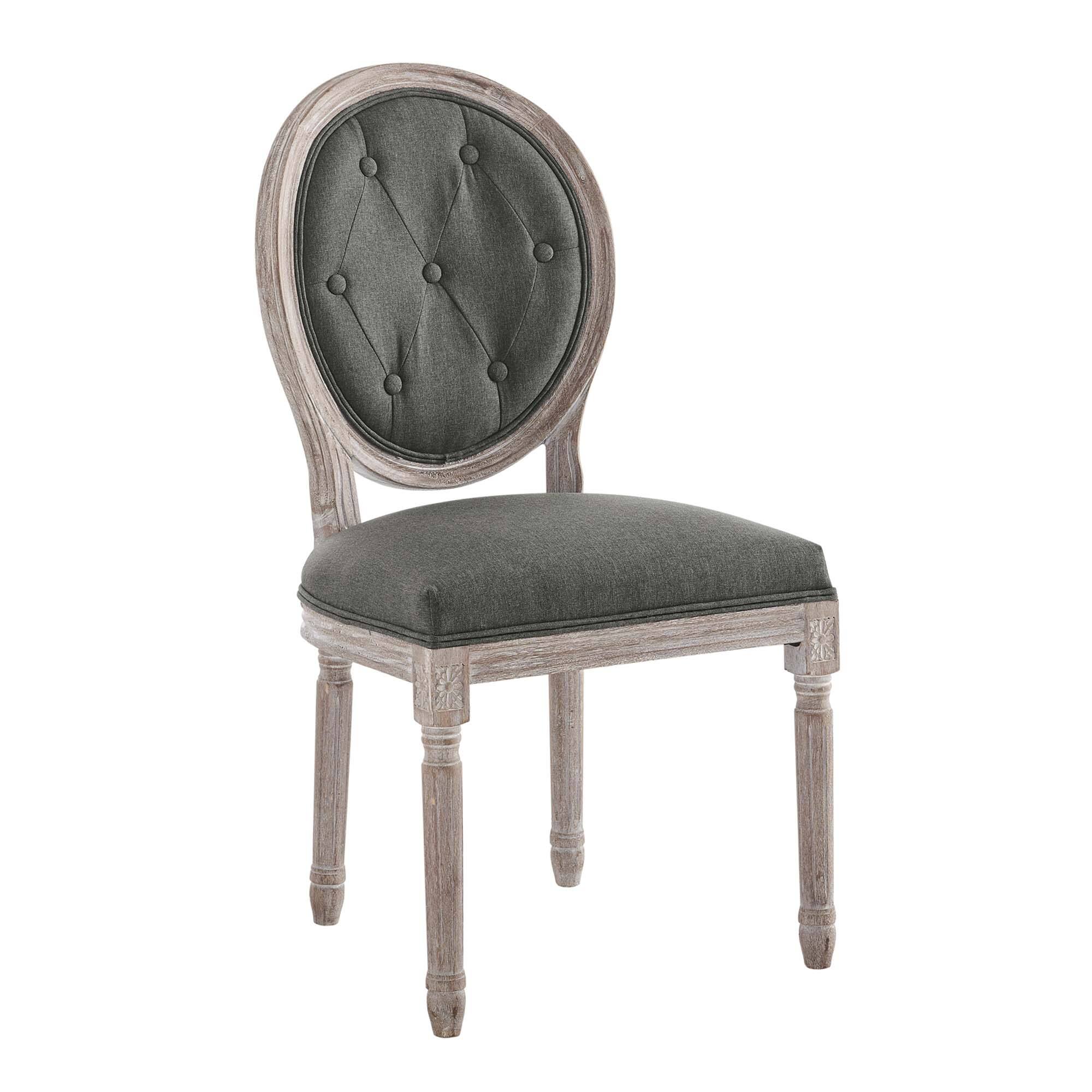 Angle. Modway - Arise Vintage French Upholstered Fabric Dining Side Chair by Modway - Natural Gray.