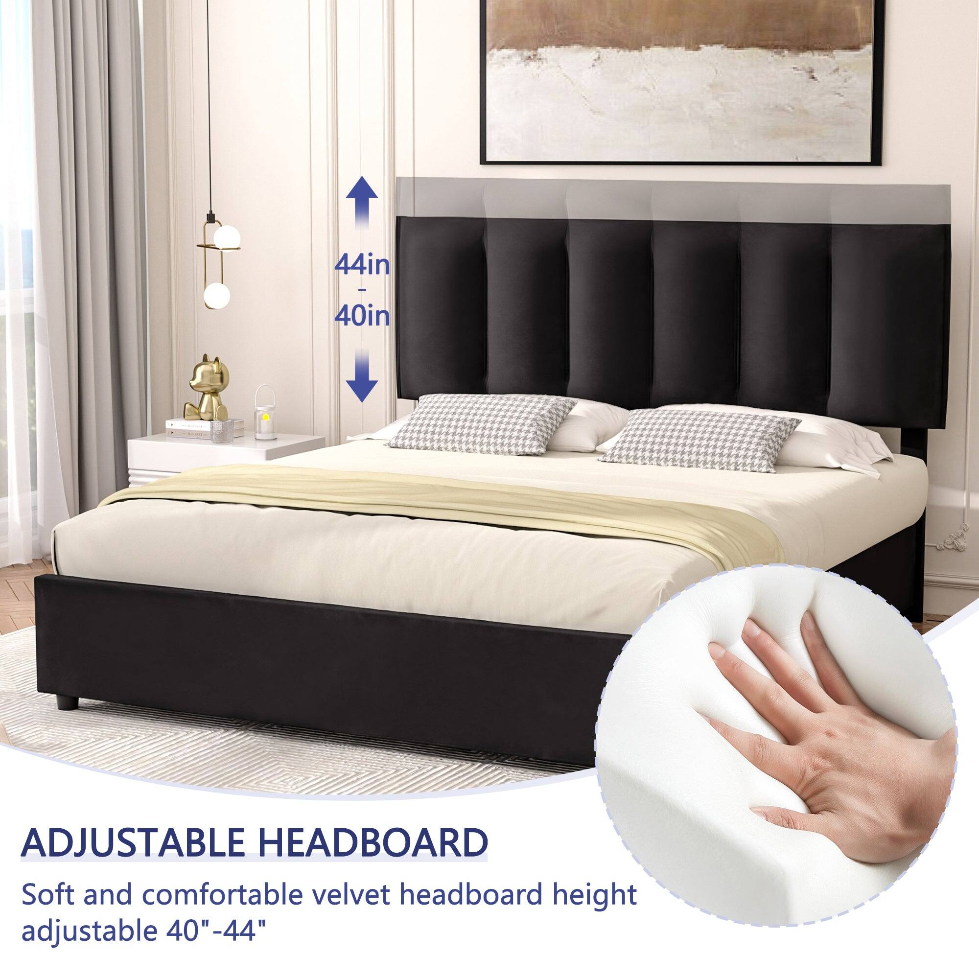 44in - 40in

ADJUSTABLE HEADBOARD

Soft and comfortable velvet headboard height adjustable 40"-44"
