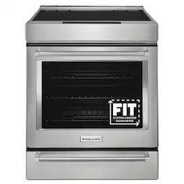 KitchenAid - 30 in. Wide 4 elements 6.4 cu. ft. Slide-In Electric Induction Convection Range with Air Fry - Stainless Steel