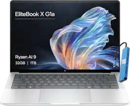 HP - EliteBook X G1a Notebook - Copilot+ PC - 14" 2.8K OLED 120Hz Touchscreen - AMD Ryzen AI 9 HX PRO 375 - 32GB RAM/1TB SSD - Silver