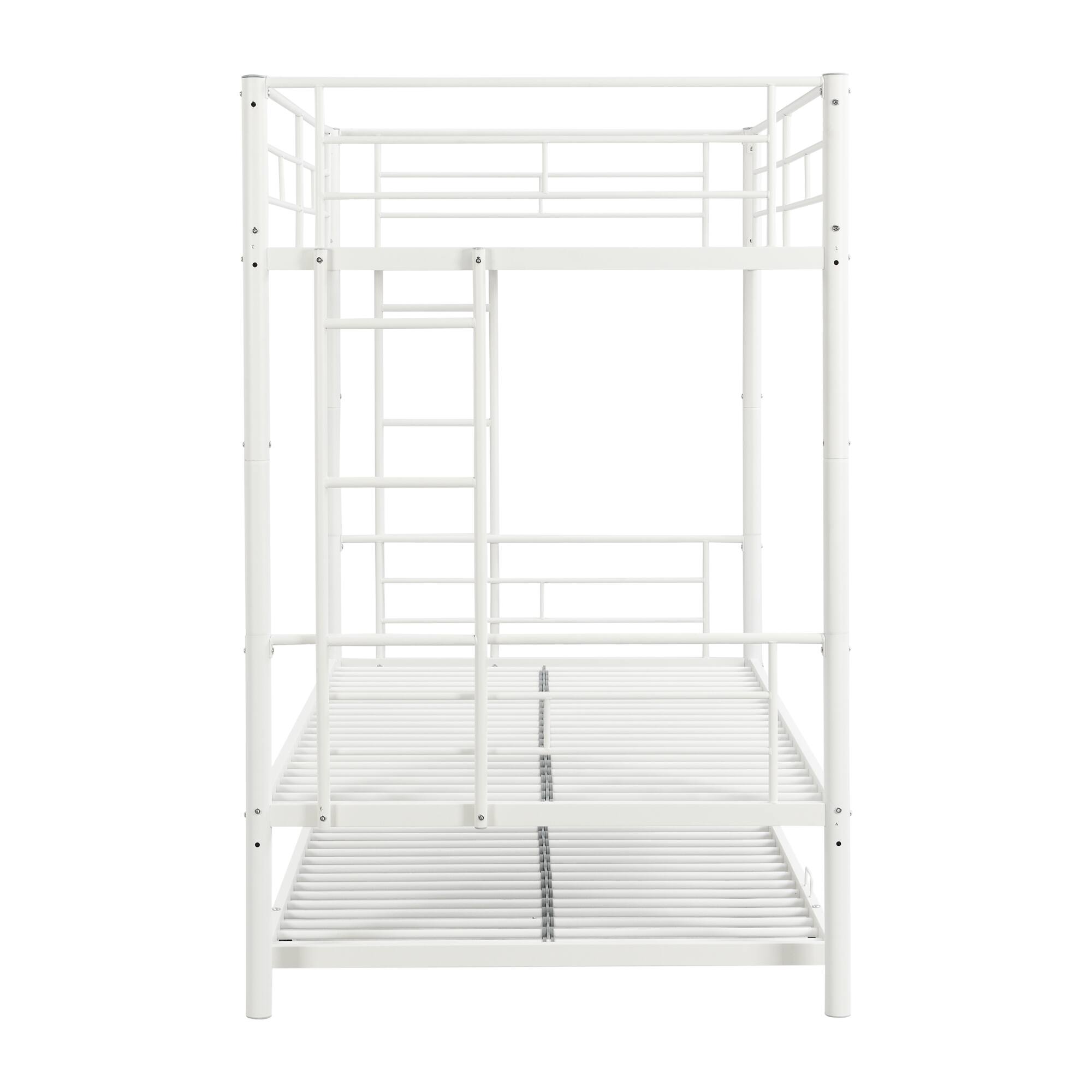 Alt View 2. GOODSILO - Modern Metal Bunk Bed with Trundle - Space-Saving Sleeper Solution for Kids and Teens - White.