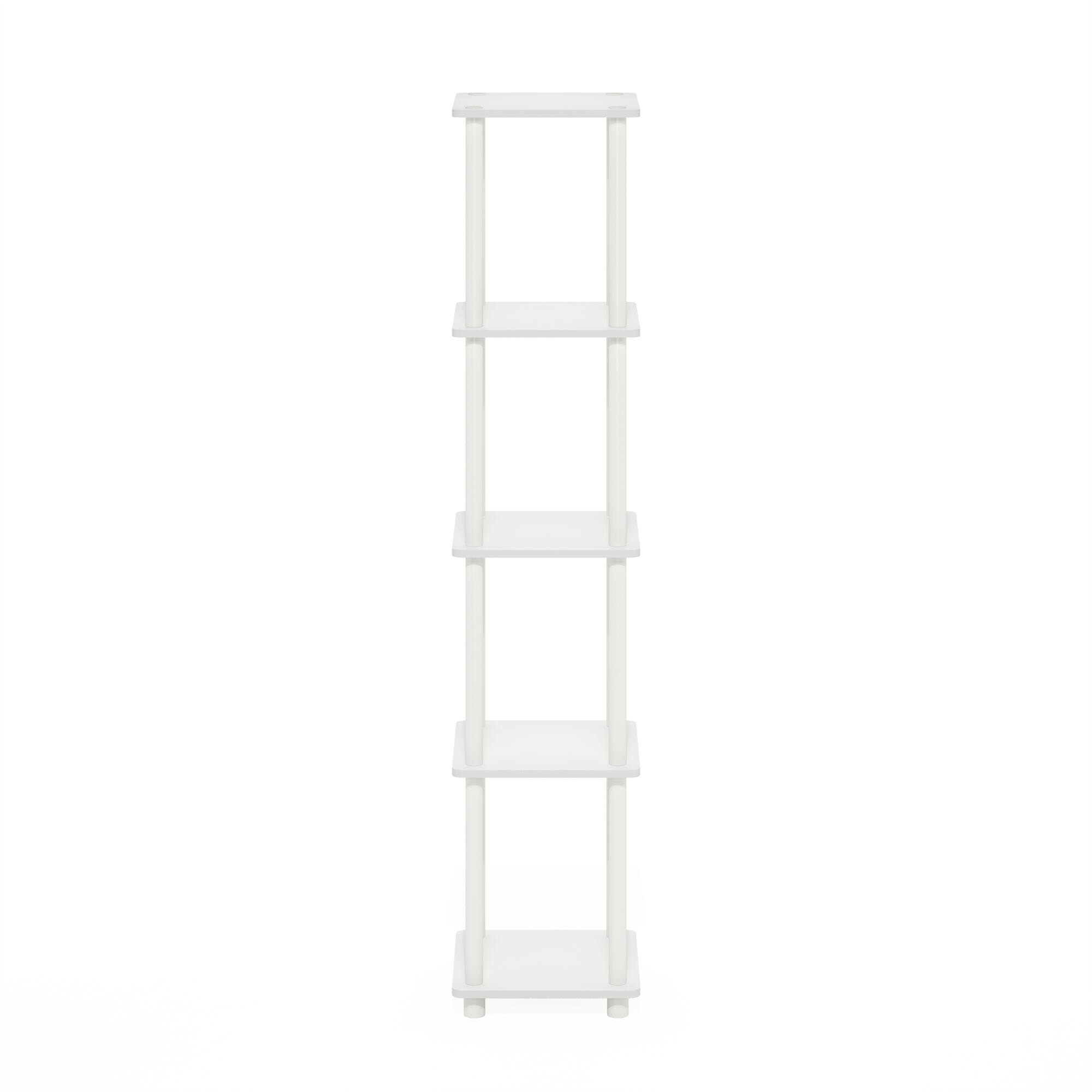 Alt View 2. Furinno - Turn-N-Tube 5-Tier Corner Square Rack Display Shelf, White/White - White/White.