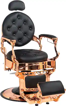 Winado - Vintage Heavy Duty Recline Barber Chair Salon Beauty All Purpose Equipment with Towel Rack, Removable Headrest, Footrest - Rose Gold & Black
