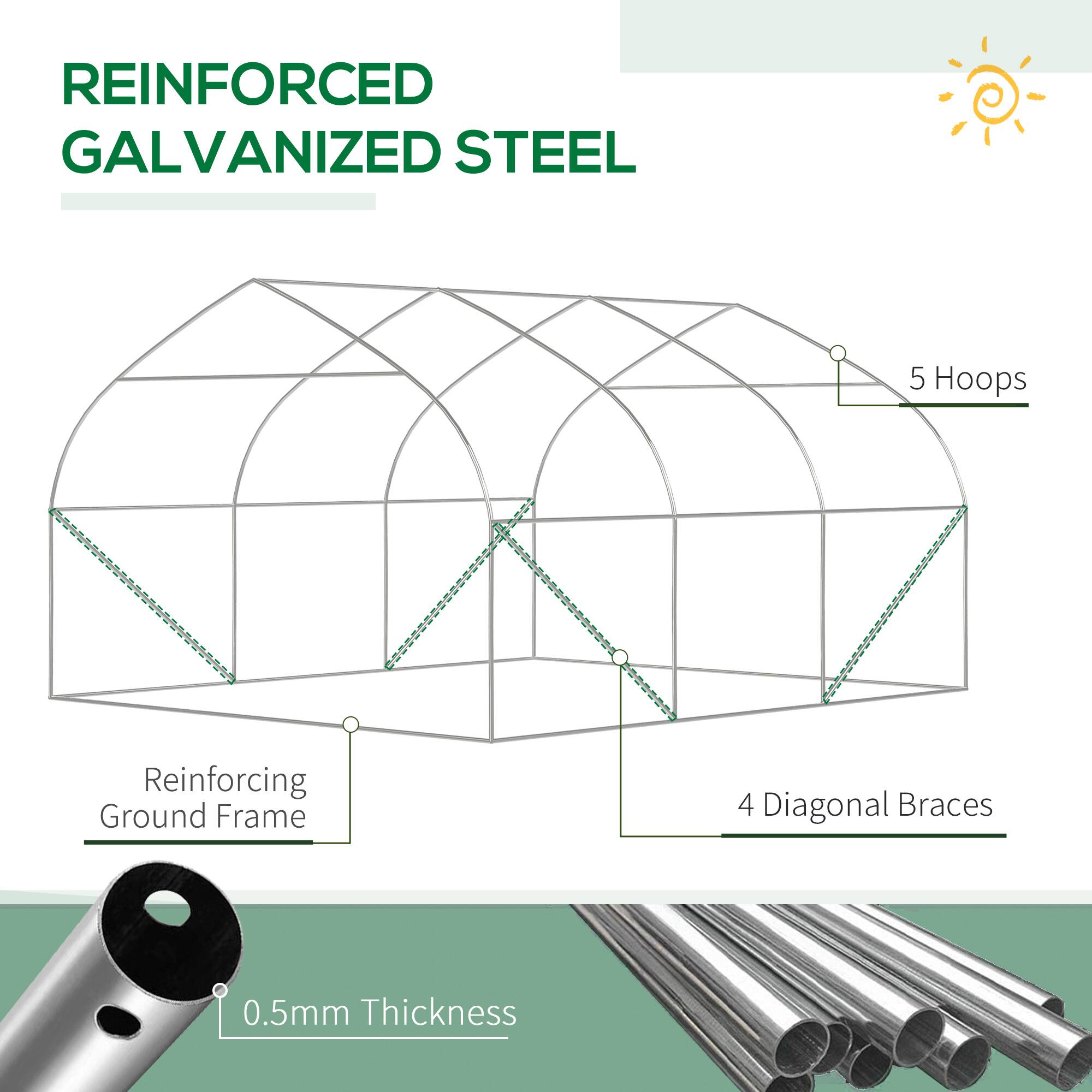 REINFORCED GALVANIZED STEEL
5 Hoops
Reinforcing Ground Frame
4 Diagonal Braces
0.5mm Thickness