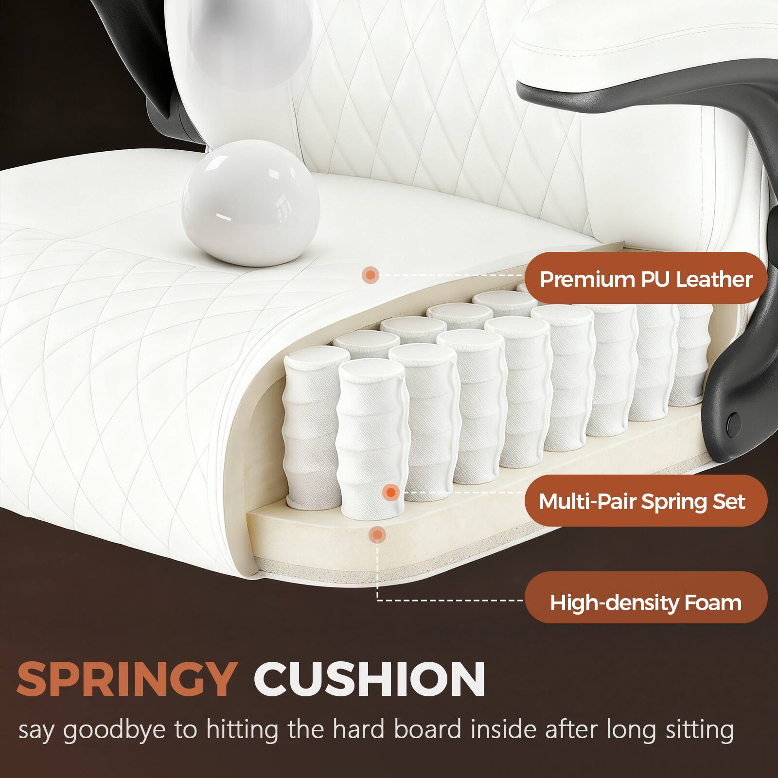 Premium PU Leather Multi-Pair Spring Set High-density Foam SPRINGY CUSHION say goodbye to hitting the hard board inside after long sitting