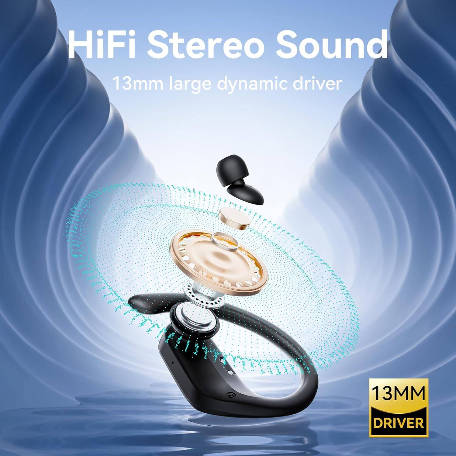 HiFi Stereo Sound  
13mm large dynamic driver  

13MM DRIVER