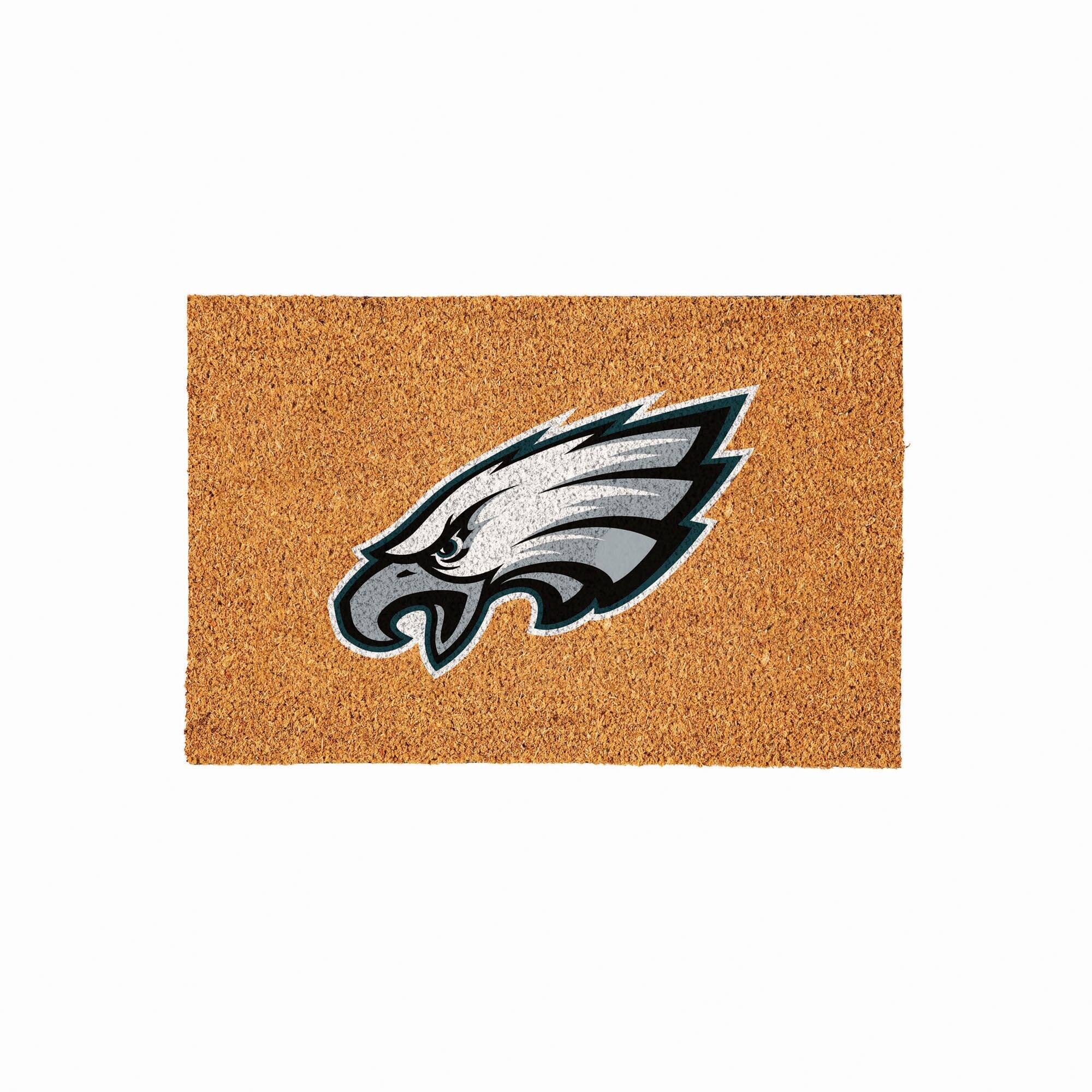 Front. Evergreen Enterprises - Philadelphia Eagles 24" x 36" Outdoor Team Logo Coir Mat - Brown.