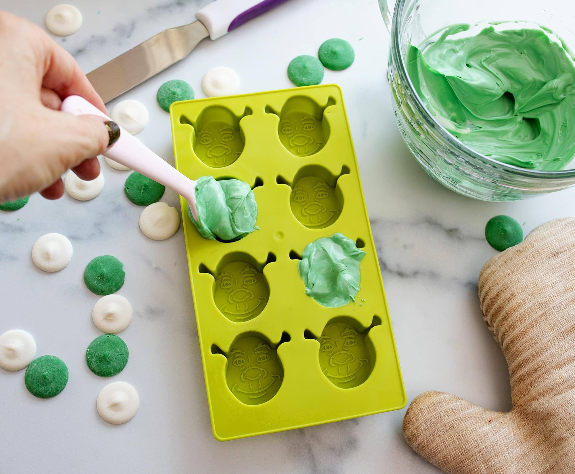 Alt View 3. Silver Buffalo - Shrek Reusable Silicone Ice Cube Tray | Makes 8 Cubes - Green.