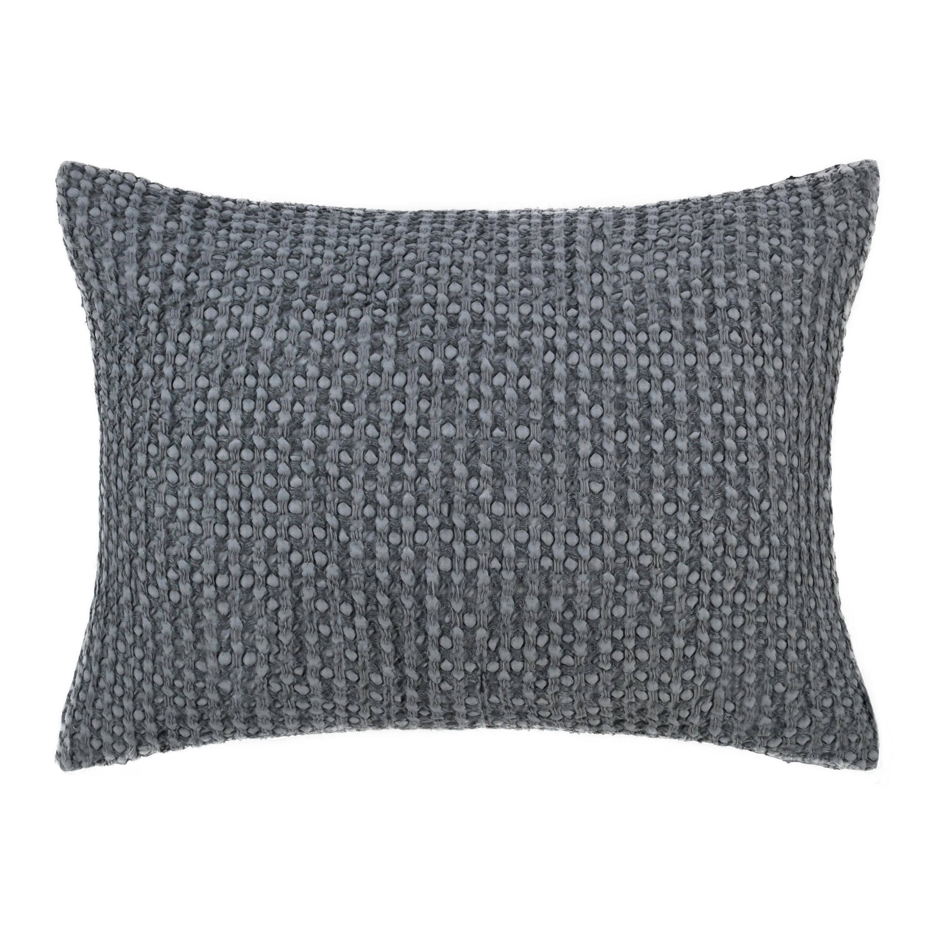Front. Manhattan Lane - Cae Standard Pillow Sham, Blue Cotton, Belgian Flax Linen, 20x26 - Marina Blue.