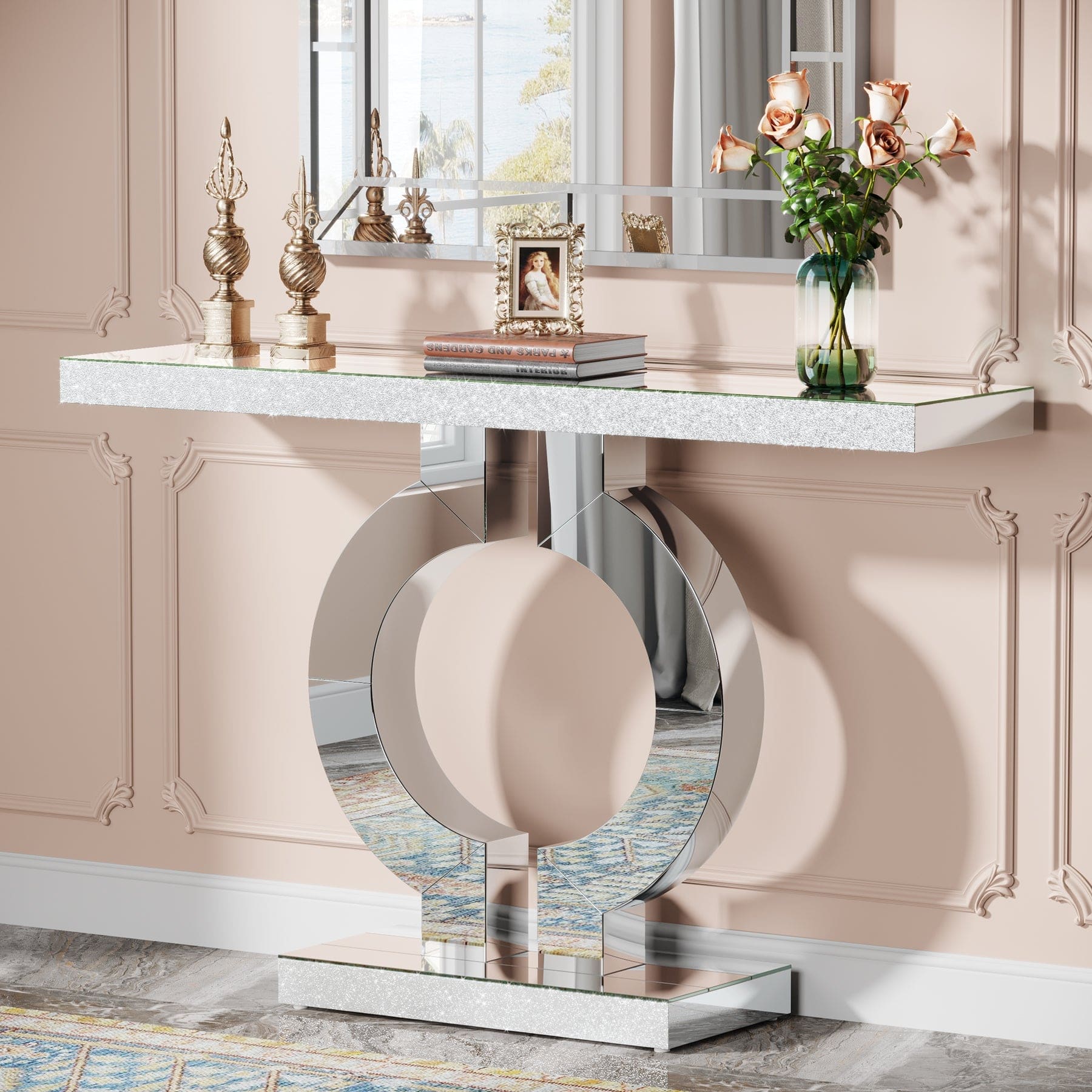 Tribesigns - Modern Console Table with Space-Saving Design and Rectangular Top for Entryway, Living Room and Bedroom - Silver