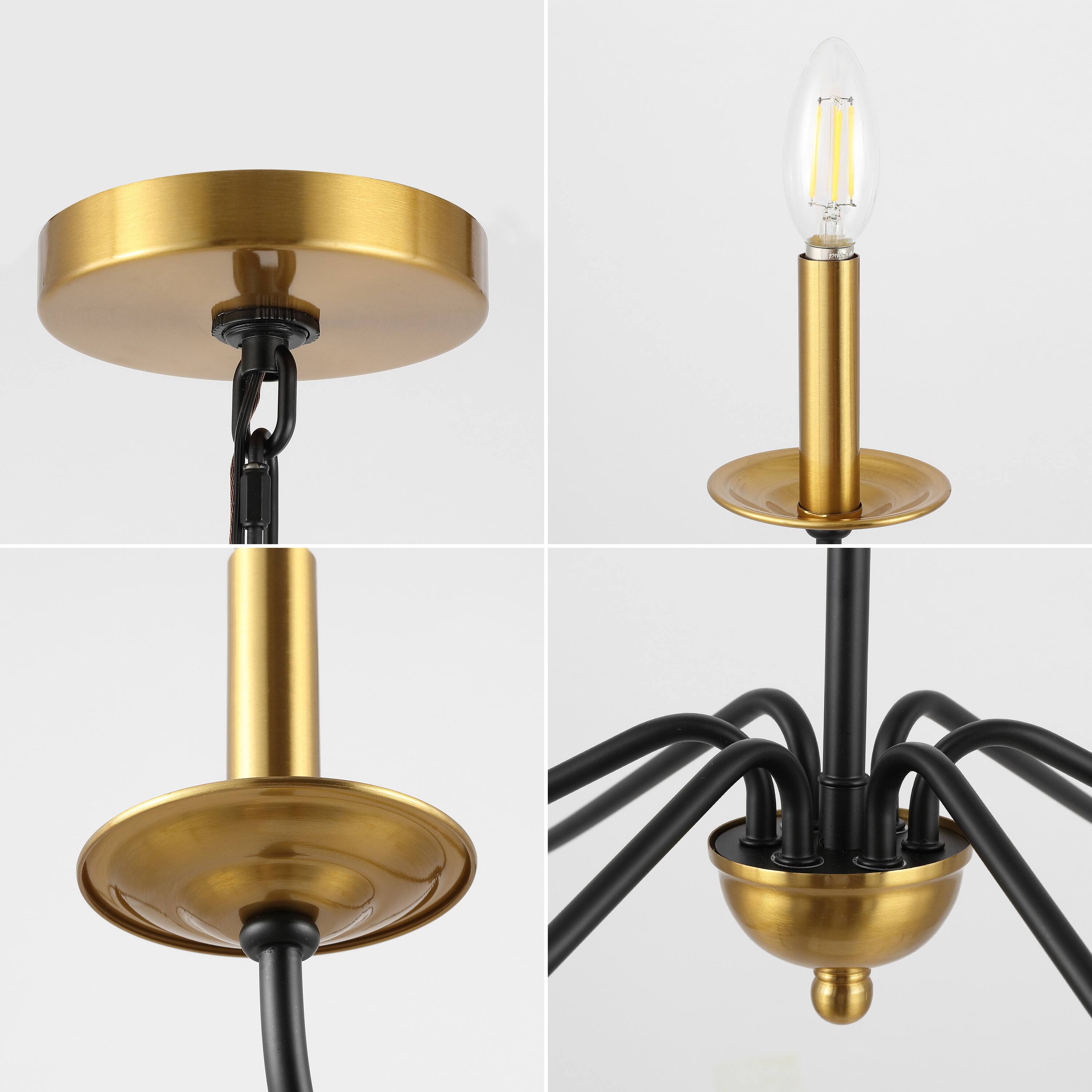 Alt View 5. Jonathan Y - Wicklow 34.75" 6-Light Bohemian Farmhouse Iron LED Chandelier, Brass Gold/Black - Brass Gold/Black.