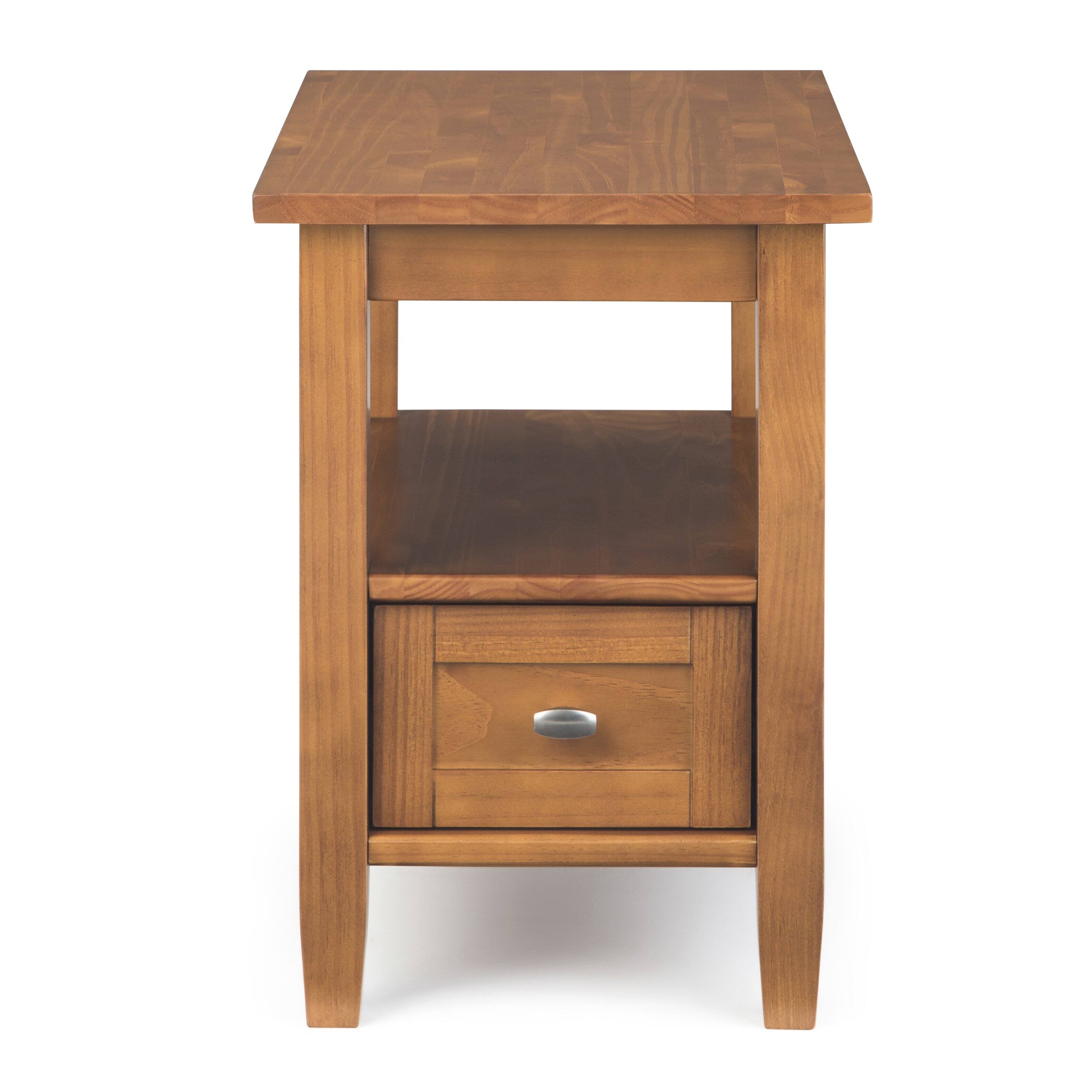 Left. Simpli Home - Warm Shaker Narrow Side Table - Light Golden Brown.
