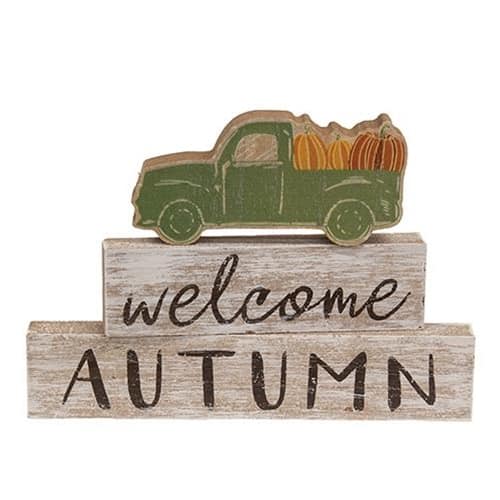 BreeBe - *3/Set Welcome Autumn Green Truck Blocks - Multicolor