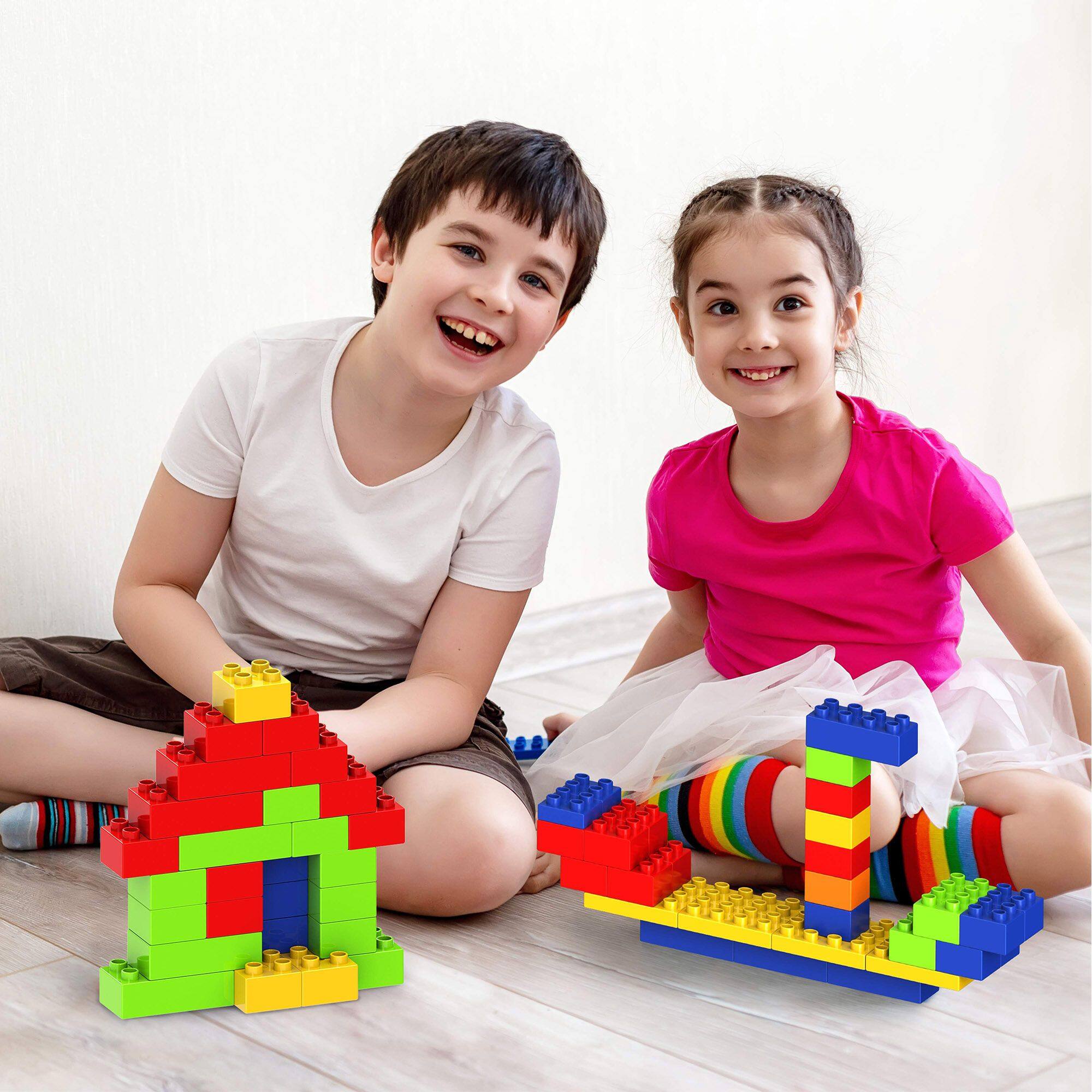 Alt View 1. PicassoTiles - PICASSO-TILES 150PCS Large Construction Brick Building Blocks, STEM Educational Toy Set, Creative Learning Playset.