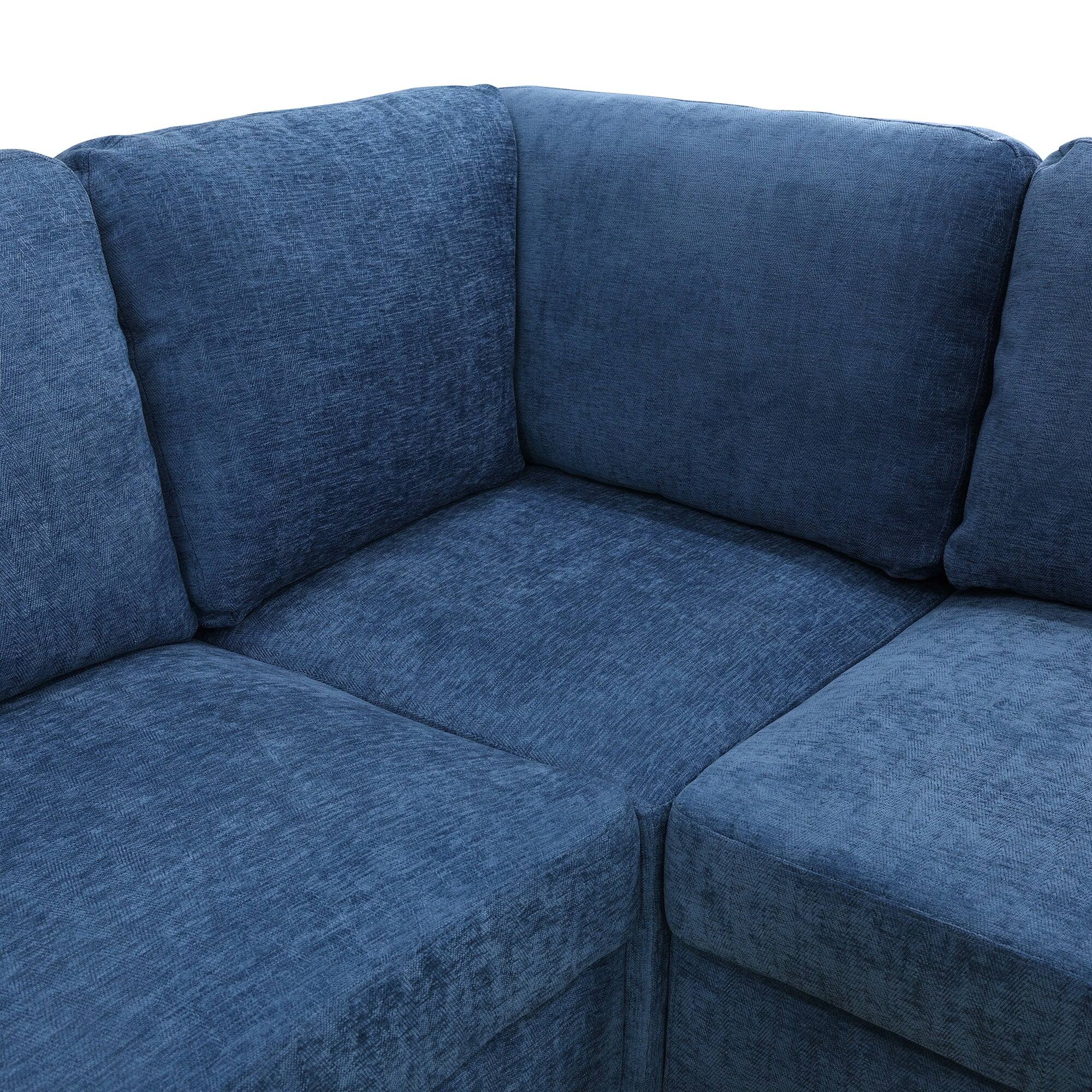 Left. Boyel Living - 8 Piece Modular Corduroy Sofa Set Movable DIY Sectional - Denim Blue.