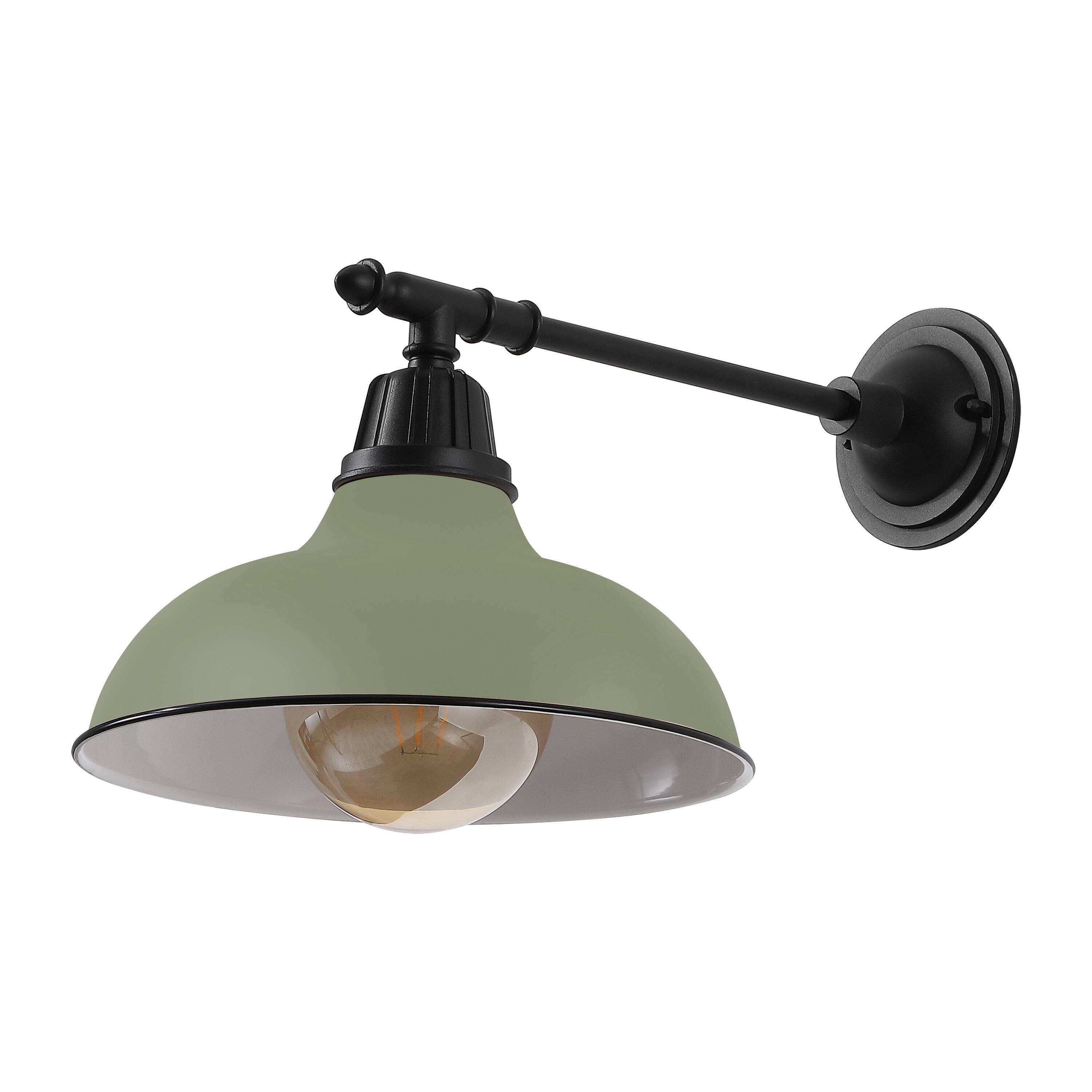 Alt View 7. Jonathan Y - Wallace 12.25" 1-Light Farmhouse Indoor/Outdoor Iron LED Victorian Arm Outdoor Sconce, Matte Olive Green/Black - Matte Olive Green/Black.