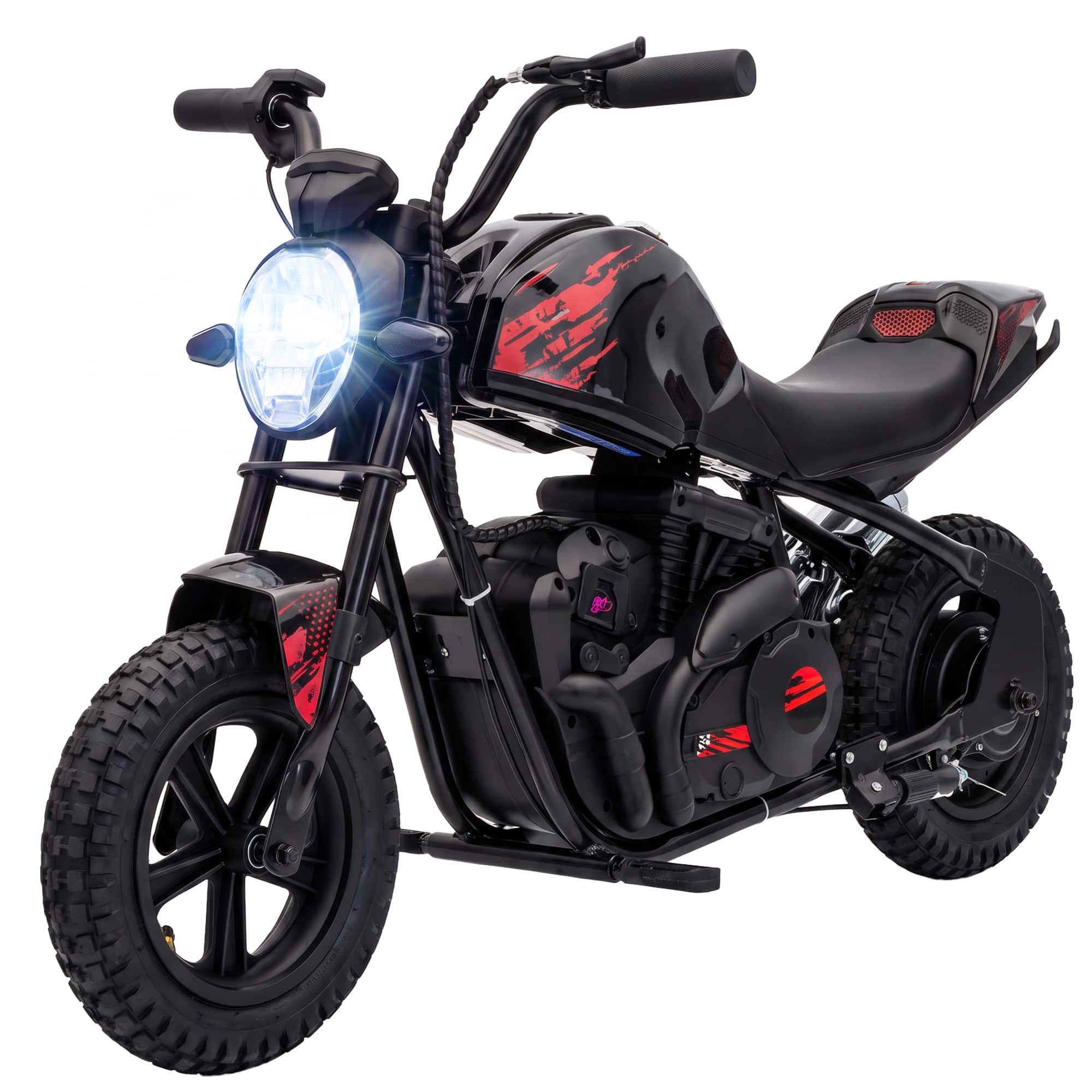 Qaba - Kids Electric Motorcycle with 180W Motor, 12" Rubber Tires, Up to 11MPH - Black