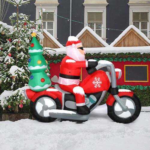 Alt View 7. Winado - 6FT Christmas Inflatable Santa Claus Riding Motorcycle Lighted Blow Up Display for Outdoor Holiday Party Decorations - Multicolor.