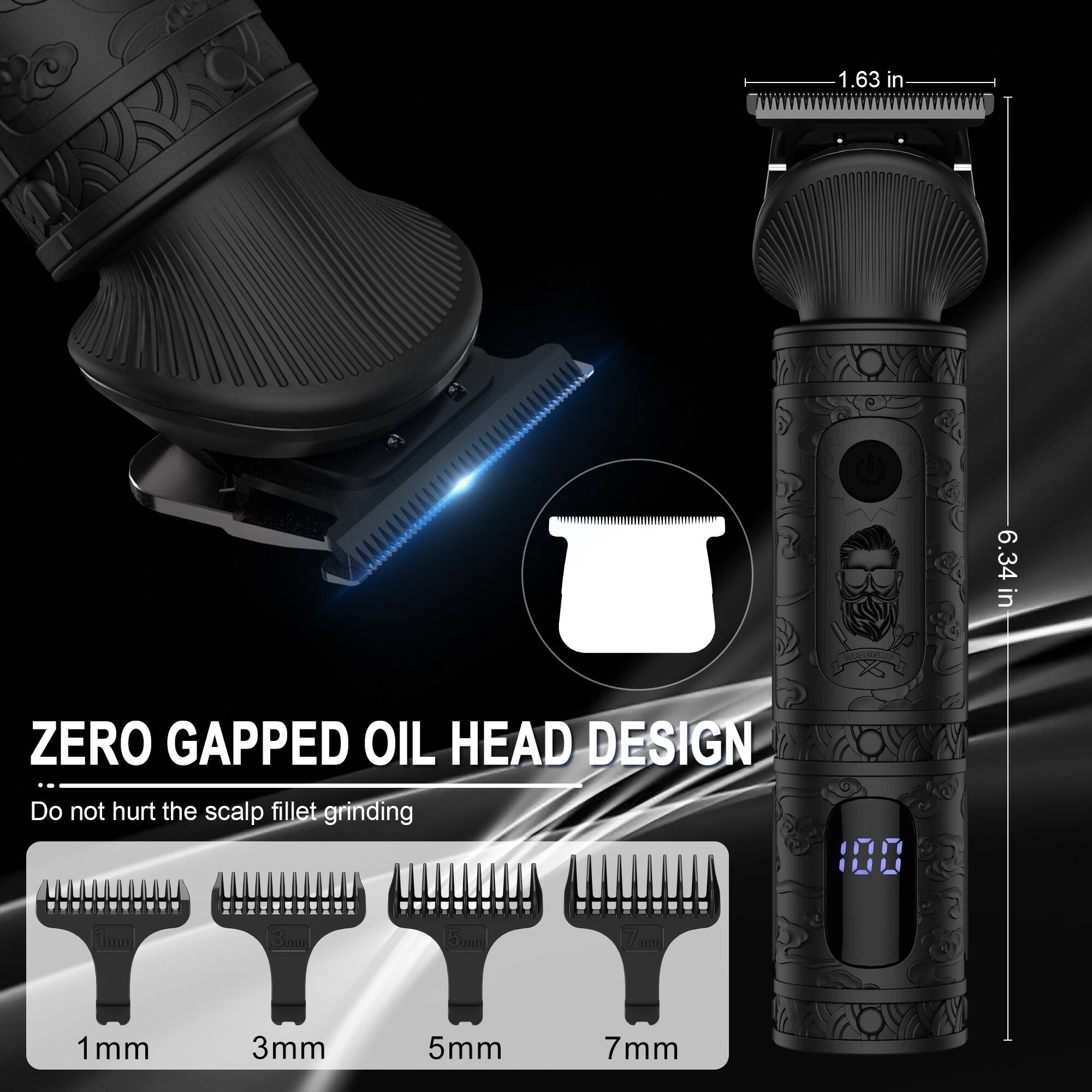 1.63 in  
6.34 in  
ZERO GAPPED OIL HEAD DESIGN  
Do not hurt the scalp fillet grinding  
1mm  
3mm  
5mm  
7mm