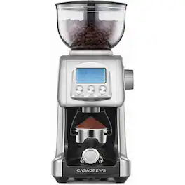 Casabrews - Electric Espresso Coffee Grinder with Conical Burr, LCD Display, 77 Grind Settings - Silver