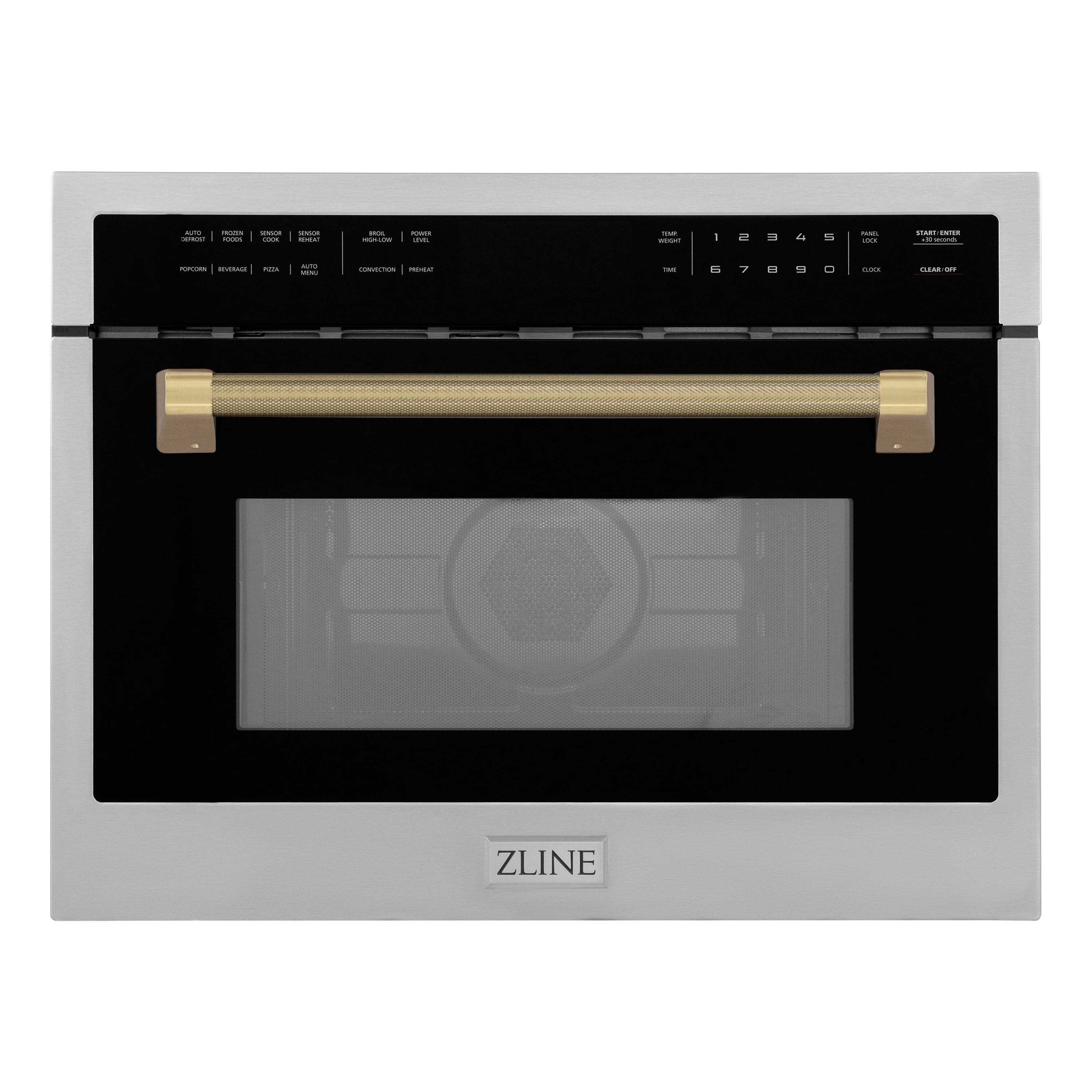 ZLINE - Autograph 24 in. 1.6 cu ft. Built-in Convection Microwave Oven and Champagne Bronze Helix Handle - Stainless Steel