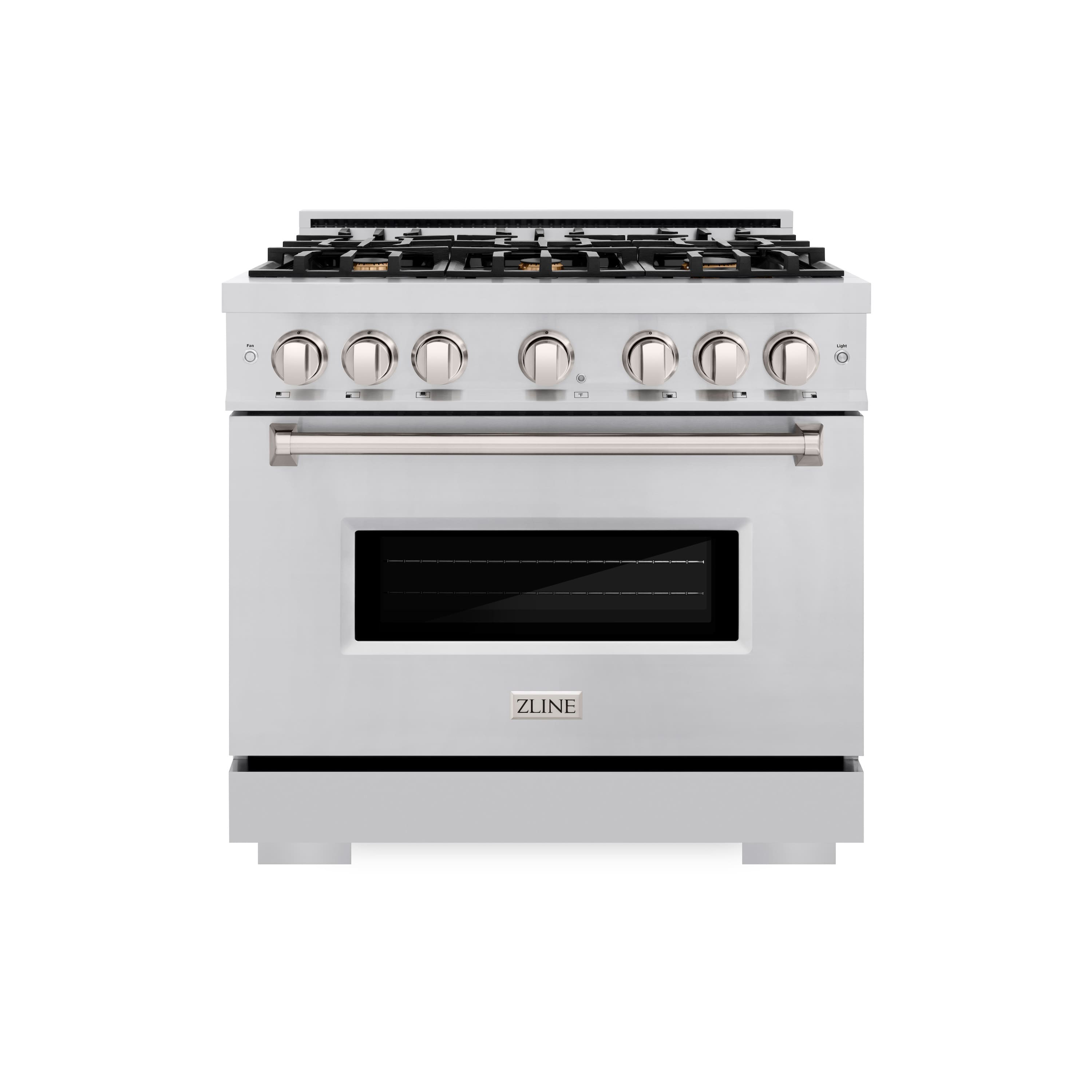 Front. ZLINE - 36" Classic Dual Fuel Range with 6 Brass Burners and Convection Oven (CDR-BR-36) - Stainless Steel.