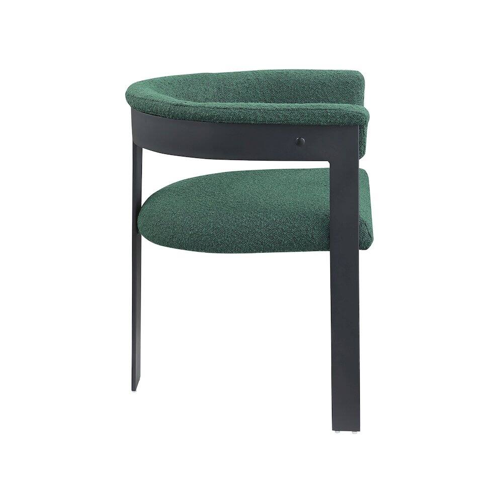 Alt View 3. Meridian Furniture - Romeo Green Boucle Fabric Dining Chair, Set of 2 - Green.