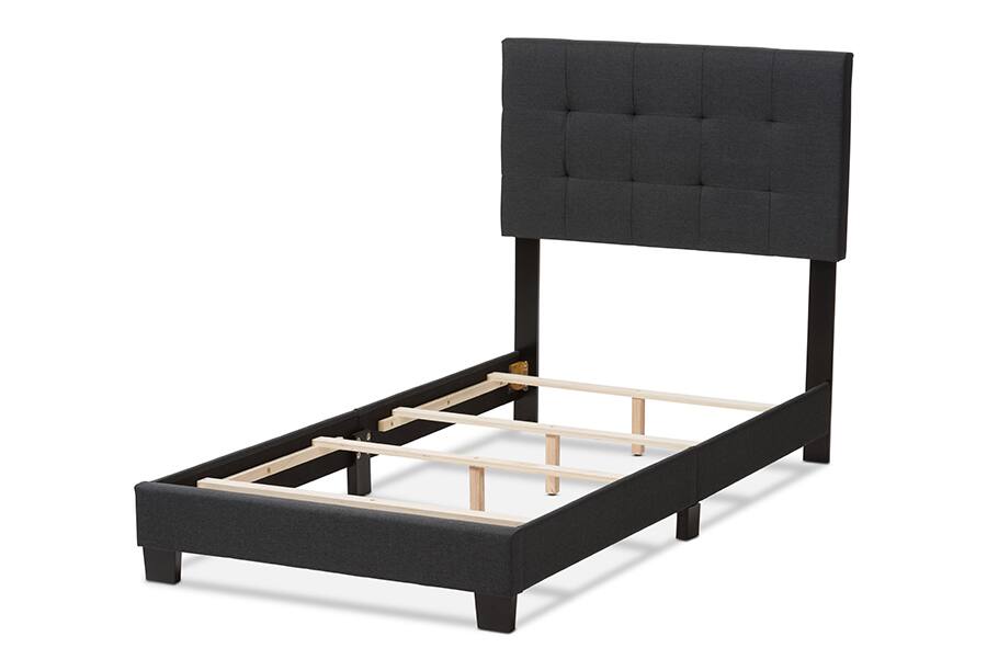 Left. Baxton Studio - Brookfield Modern and Contemporary Fabric Bed - Dark Gray.