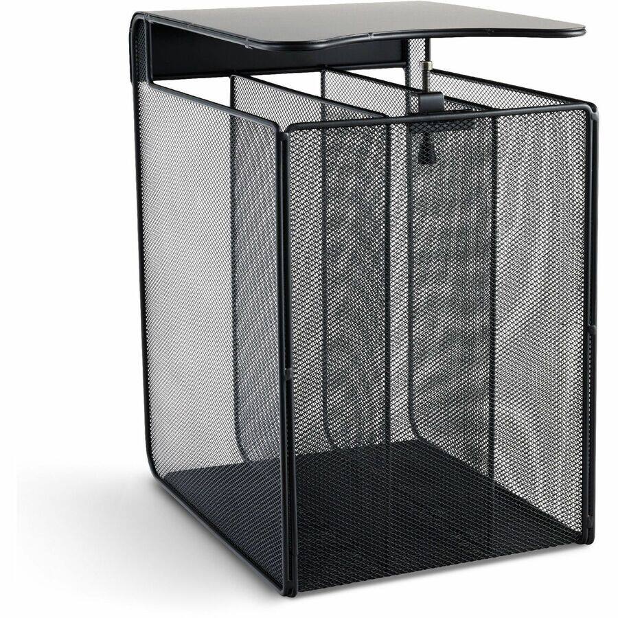 Left. Safco - Safco Onyx Vertical Hanging Storage Organizer 3 Compartment 11.75" x 14.75" x 5.25" Black Steel - Black.