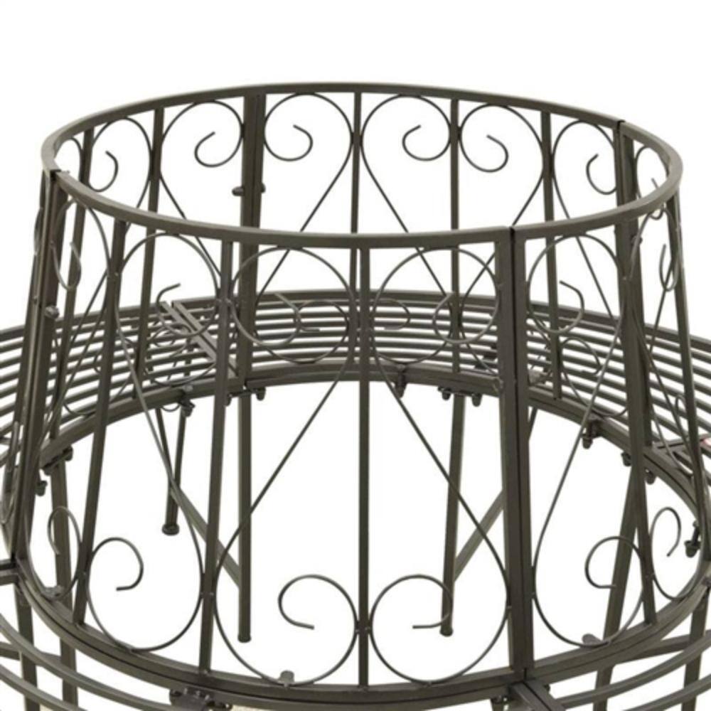 Back. Hivvago - Roundabout Circular Outdoor Garden Tree Bench in Heavy Duty Steel - Grey.