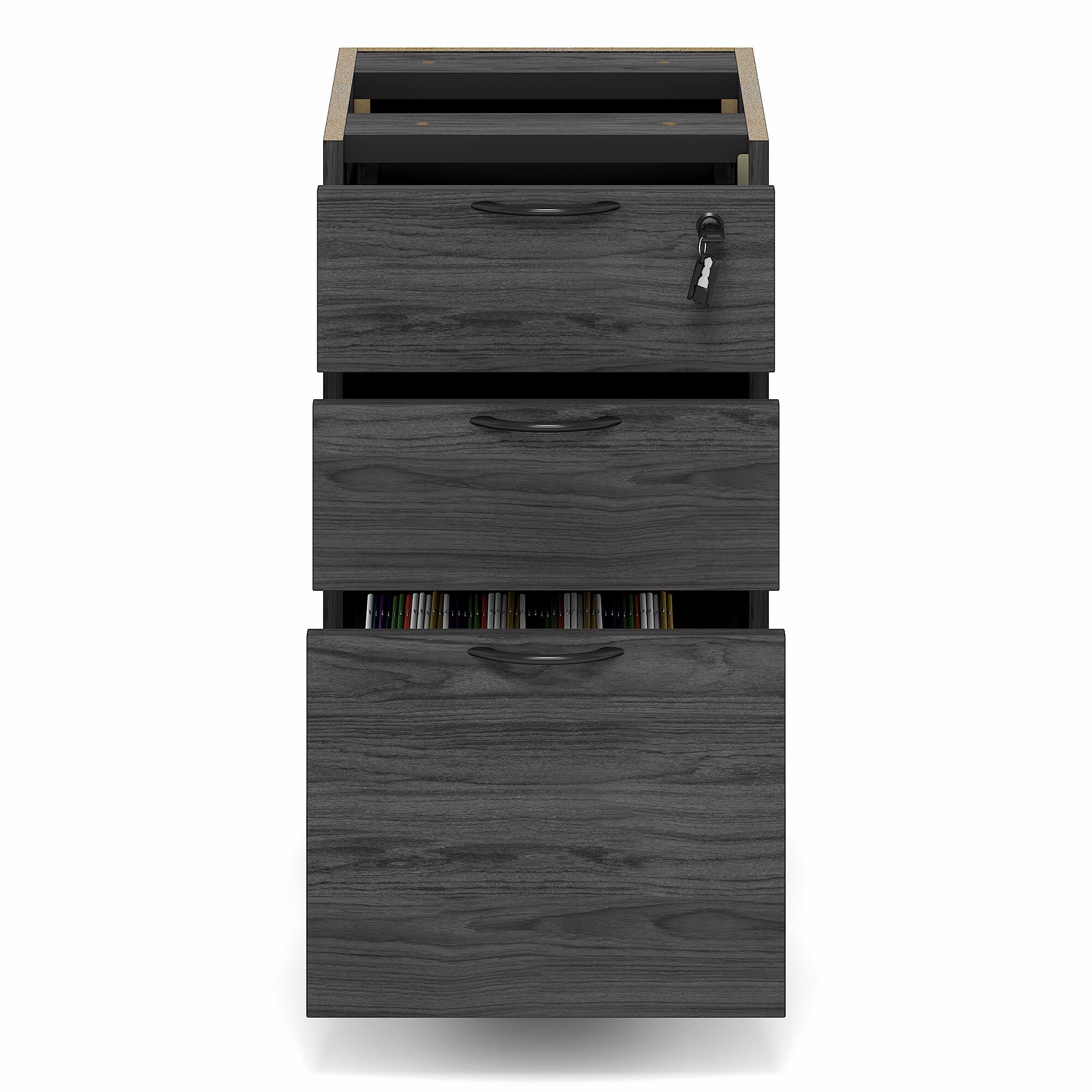 Alt View 5. Furinno - ROGER File Cabinet, 3-Drawer Pedestal Filing Cabinet with Lock and Drawer Organizer, for Home Office - Coastal Grey.