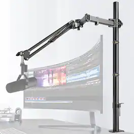 Fabibe - Mic Boom Arm Adjustable Height Overhead Microphone Stand With Heightened Extension Riser For Shure Sm7b Blue