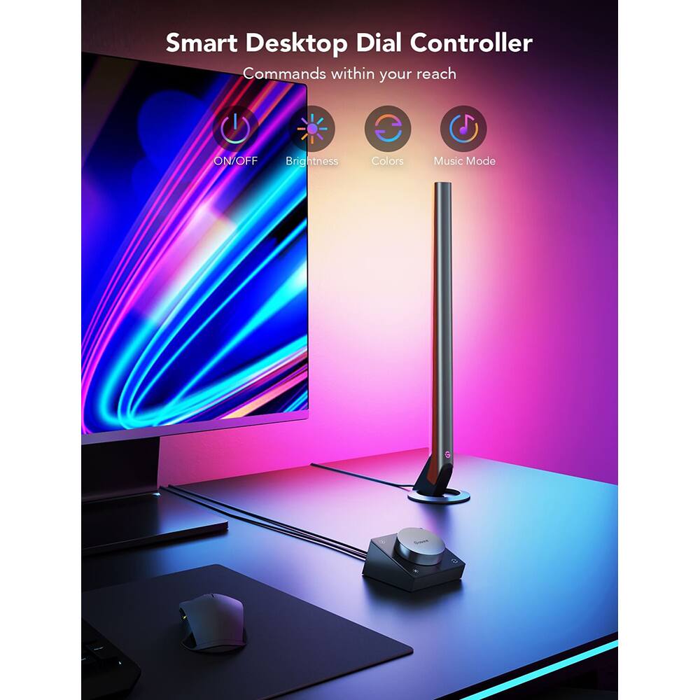 Smart Desktop Dial Controller  
Commands within your reach  

- ON/OFF  
- Brightness  
- Colors  
- Music Mode