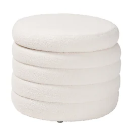 Baxton Studio - Tabitha Modern and Contemporary Boucle Upholstered Storage Ottoman - Ivory