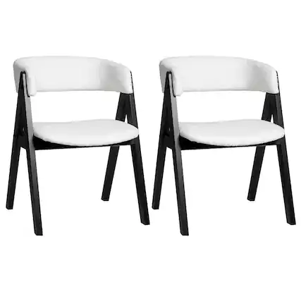 Front. Costway - Costway Dining Chairs Set of 2 Mid-Century Upholstered Kitchen Armchairs with Padded Seat - Black.