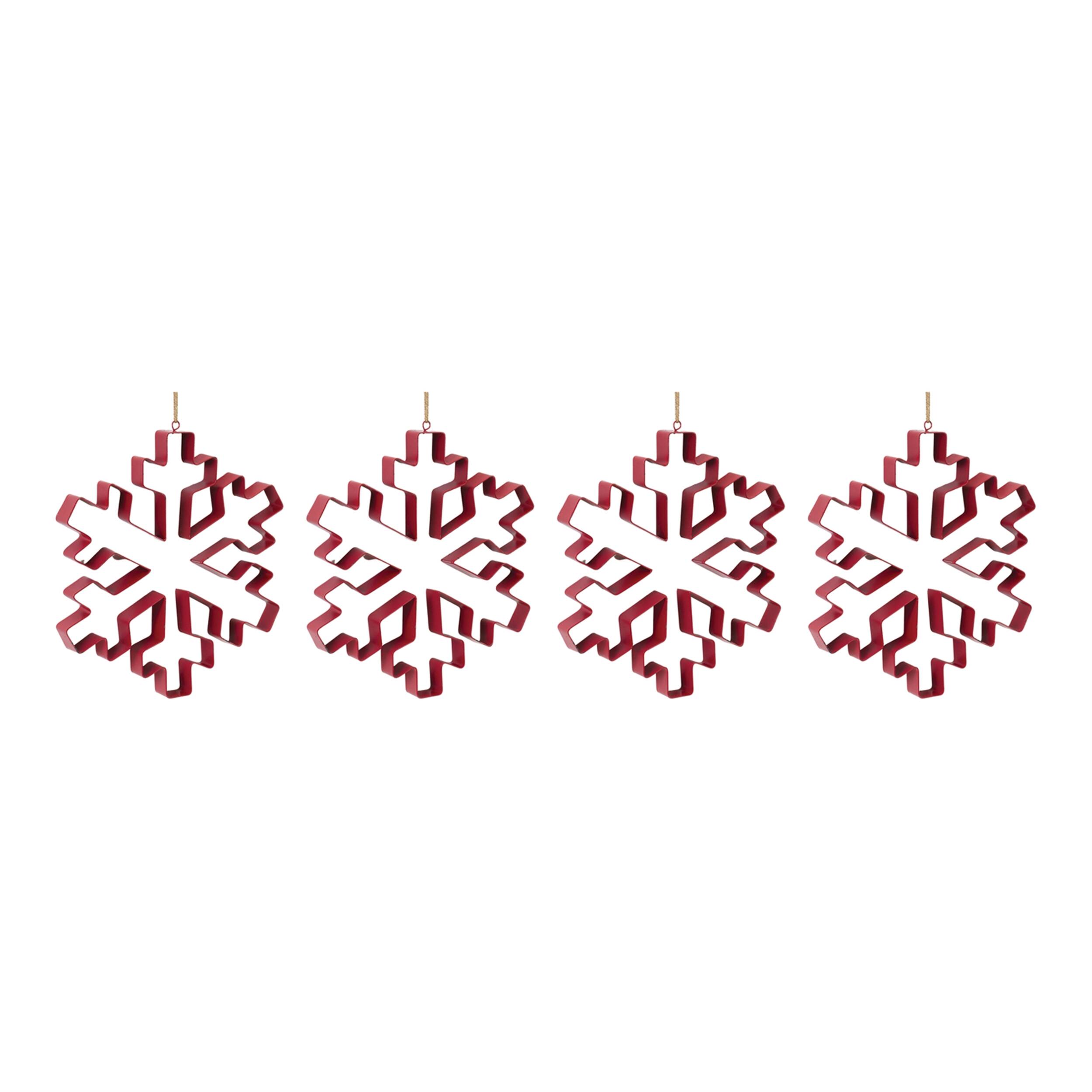 Alt View 1. BreeBe - Snowflake Cookie Cutter Ornament (Set of 4) - Red.