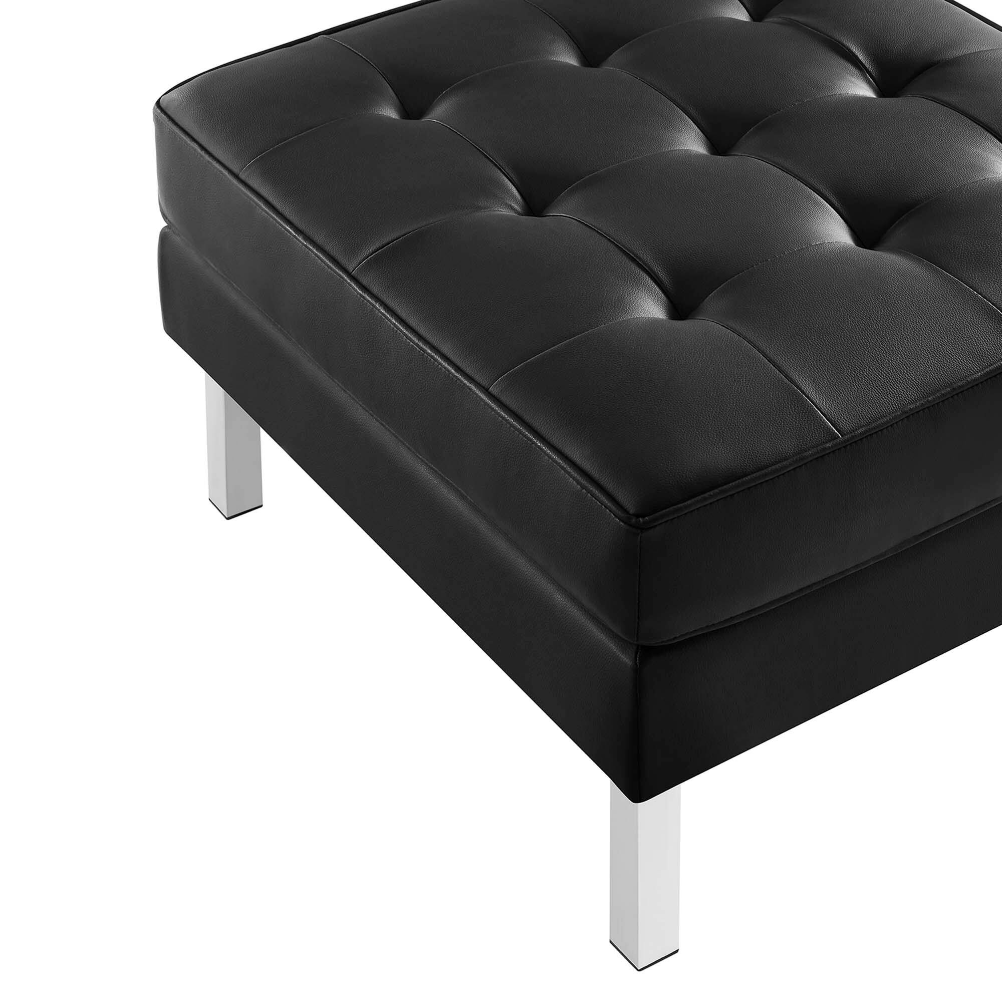 Alt View 5. Modway - Loft Tufted Vegan Leather Armchair and Ottoman Set by Modway - Black.