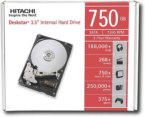 Front Standard. Hitachi - DeskStar 750GB Internal Hard Drive.
