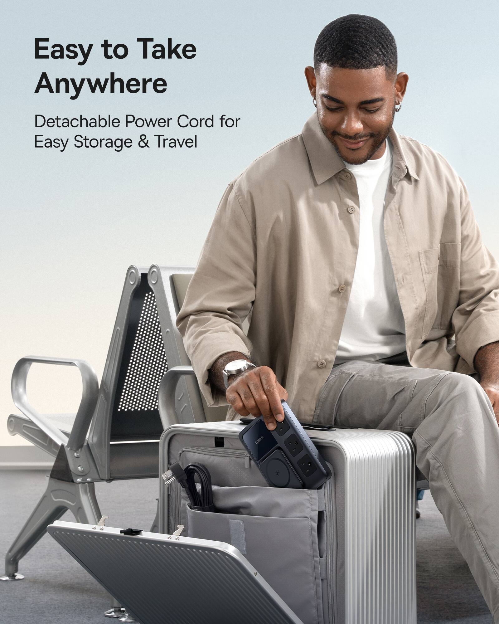 Easy to Take Anywhere Detachable Power Cord for Easy Storage & Travel