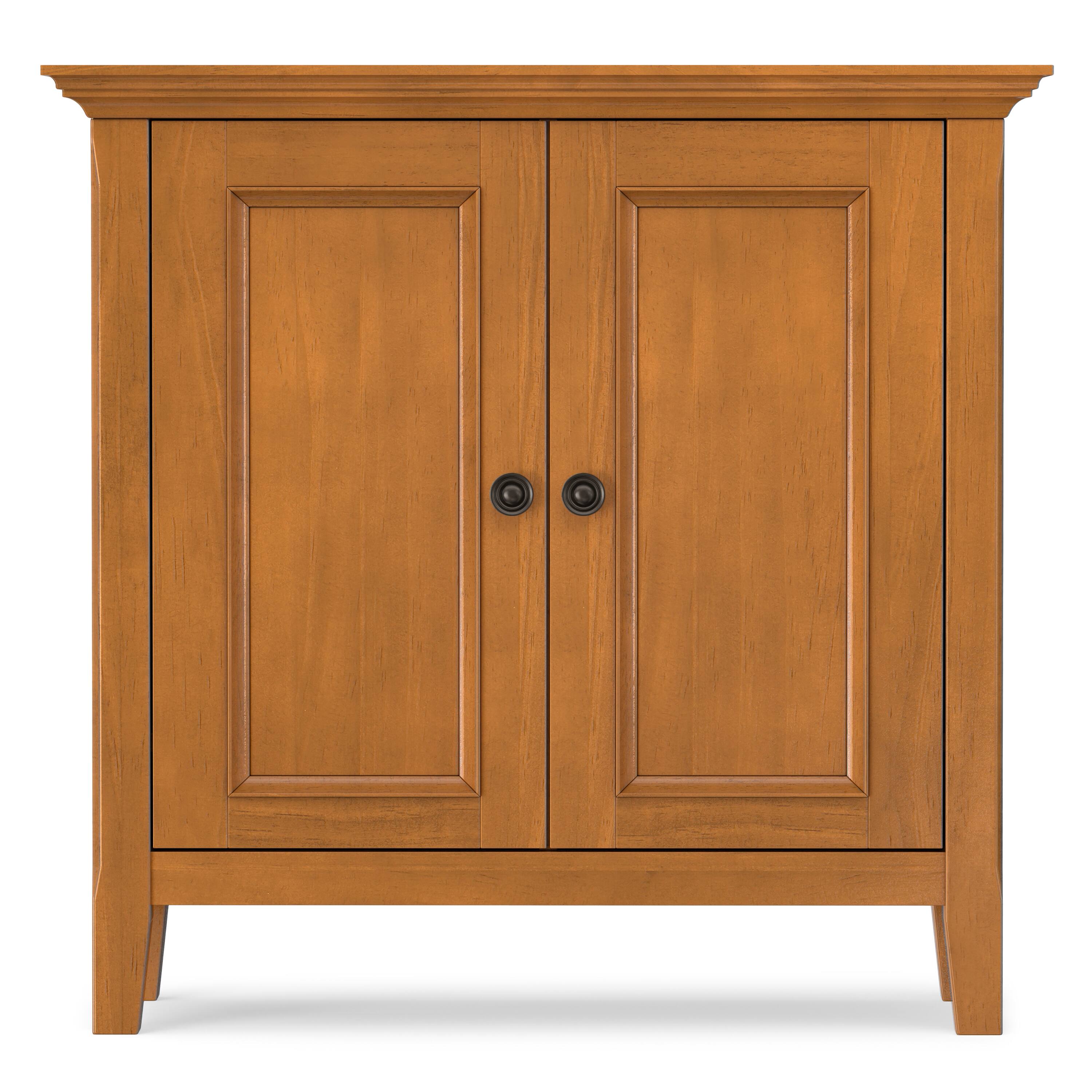Back. Simpli Home - Simpli Home Amherst 32 inch Wide Solid Wood Transitional Low Storage Cabinet in Light Golden Brown - Light Golden Brown.